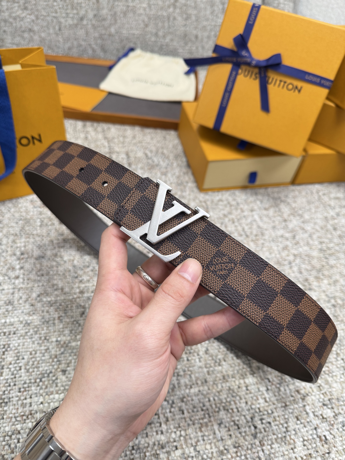 LV Style Brown Men's Belts Men's Belts Men's Belt detail image 9 from source 766521