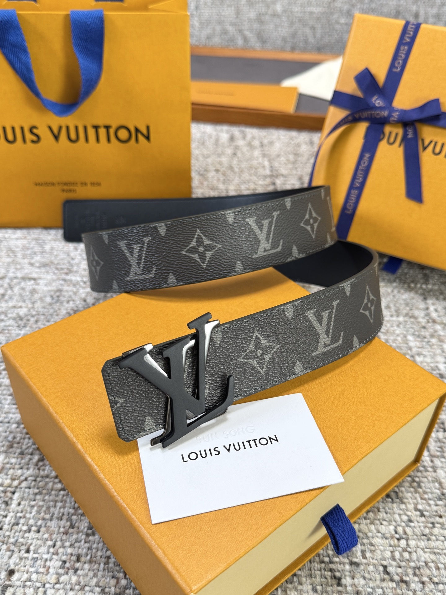 Louis Vuitton LV腰带 绿色老花皮底系列 原厂五金 精致手工绘边 柔软舒适 宽4.0