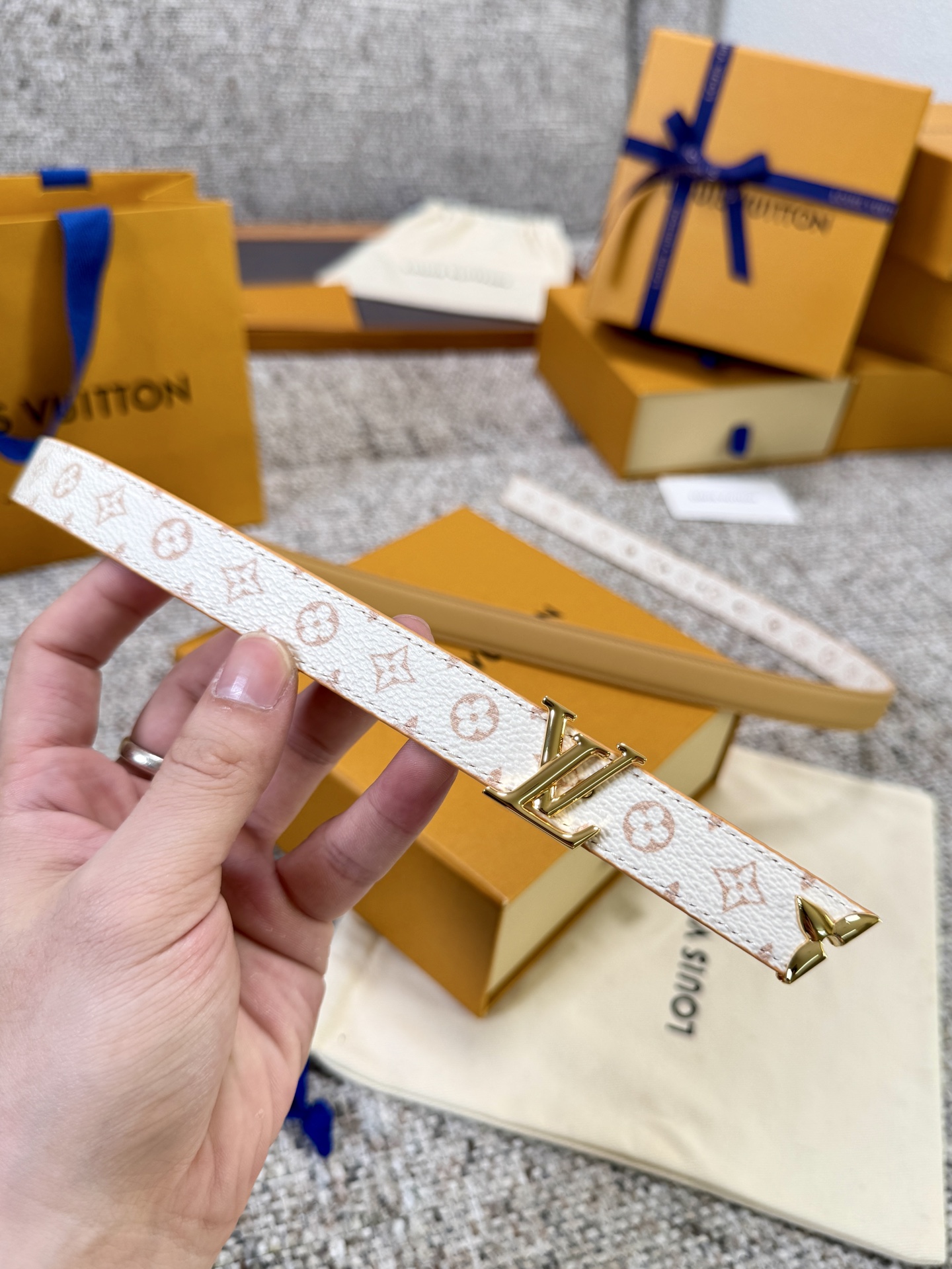 Louis Vuitton LV腰带 老花皮底两件套系列 原厂五金 精致手工绘边 柔软舒适 宽2.0