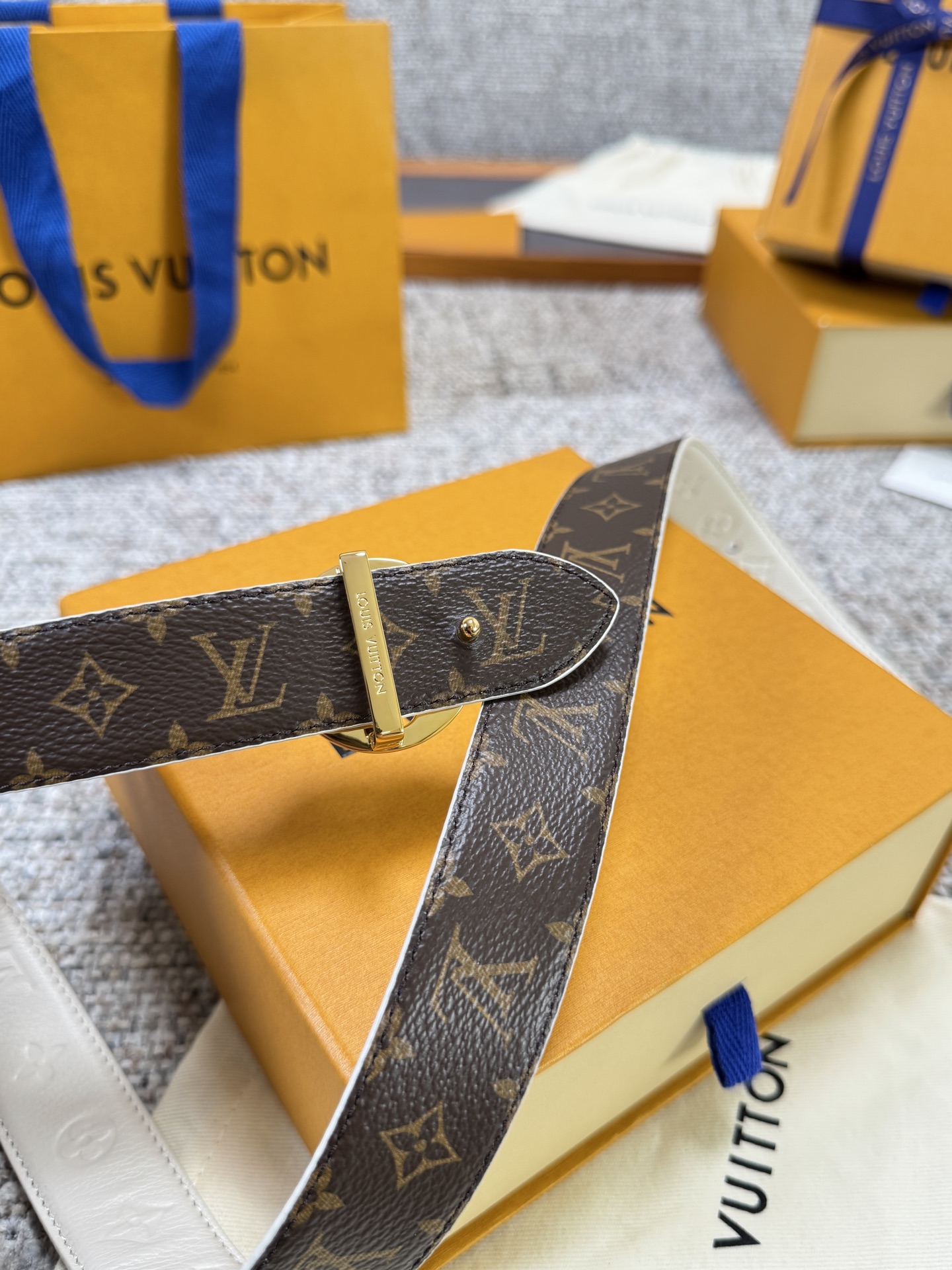 Louis Vuitton LV腰带 FLOWERGRAM ROUND系列 原厂五金 精致手工绘边 柔软