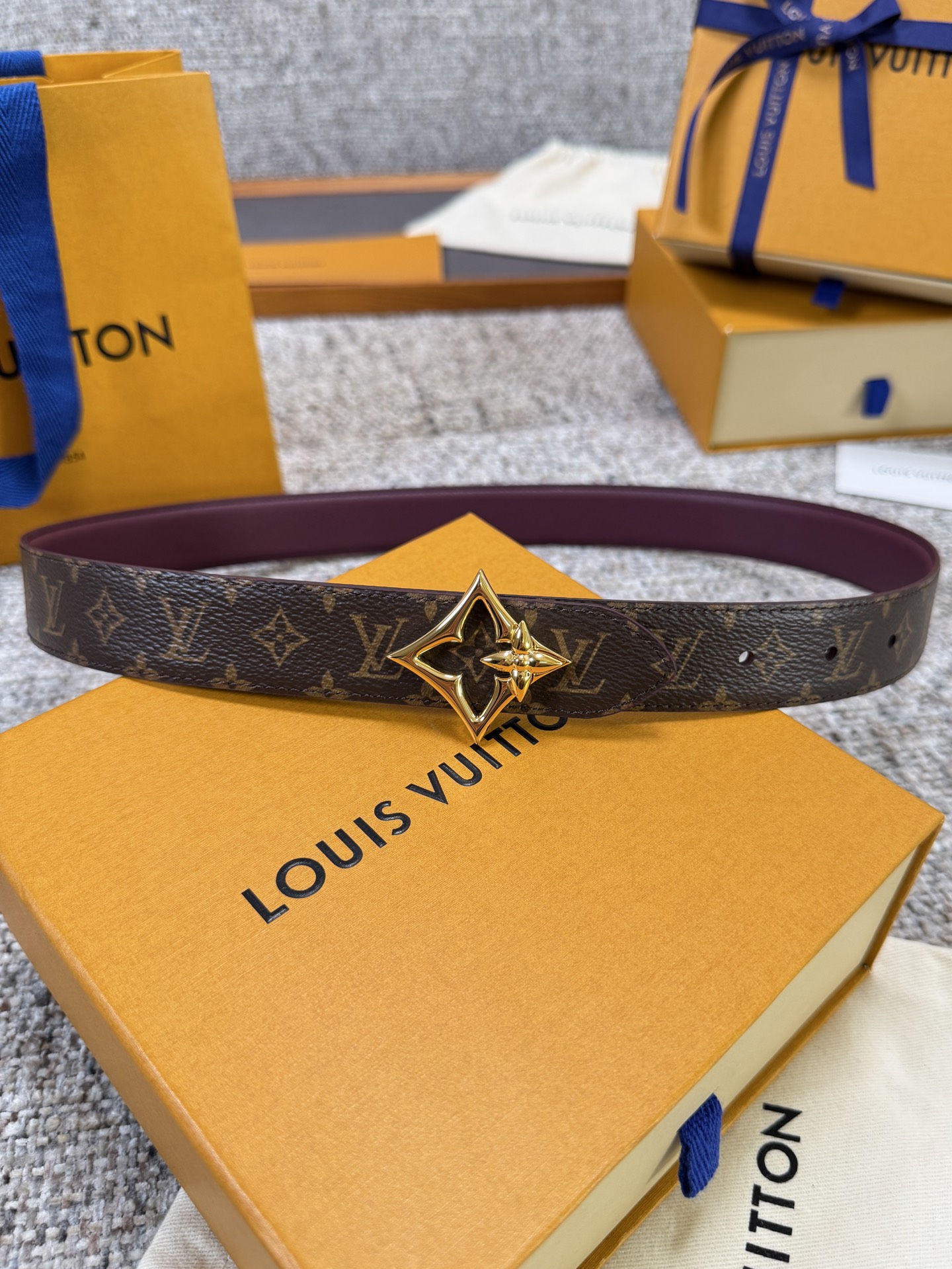 Louis Vuitton LV腰带 FLOWERGRAM 系列 原厂五金 精致手工绘边 柔软舒适 宽3