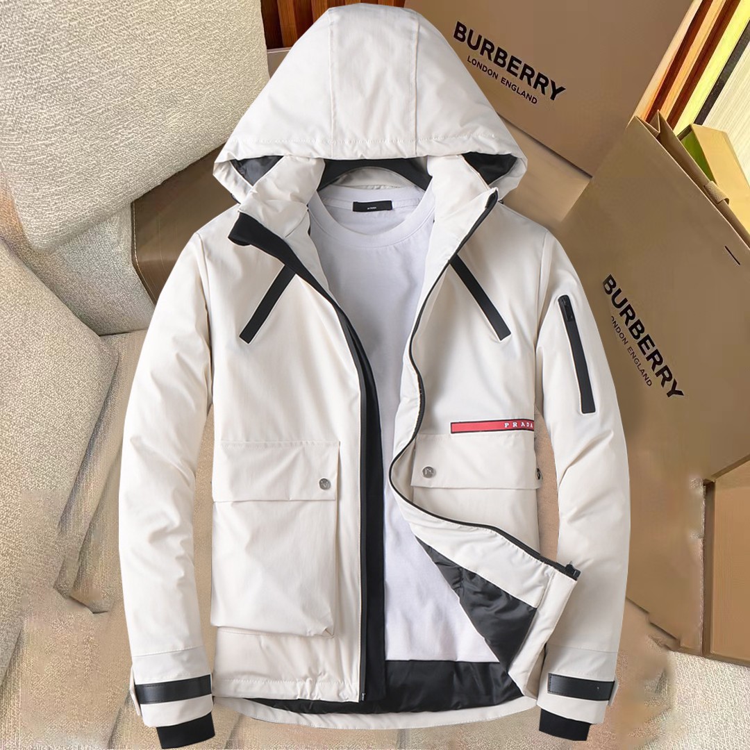 Prada Clothing Coats & Jackets White Duck Down Winter Collection