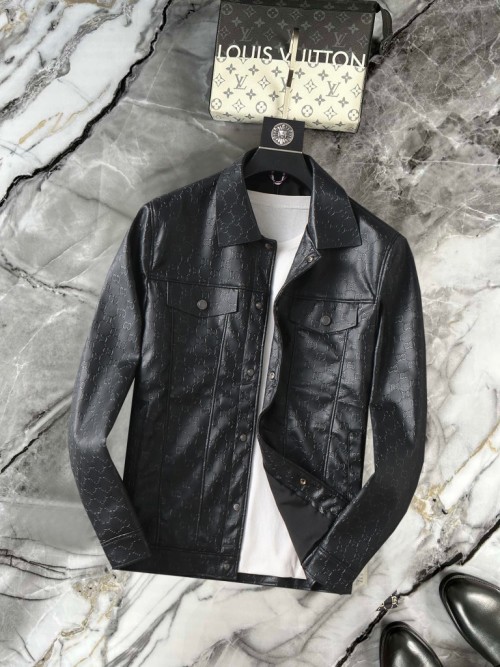 Louis Vuitton Monogram Embossed Leather Jacket - Modern & Comfortable 1 Louis Vuitton Monogram Embossed Leather Jacket - Modern & Comfortable