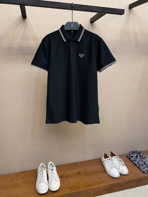 Prada Men's Polo Shirt with Collar & Logo | Classic Business Casual Style 1 Prada Men's Polo Shirt with Collar & Logo | Classic Business Casual Style