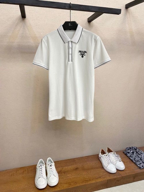 Prada Men's White Polo Shirt with Logo - Classic Business Casual