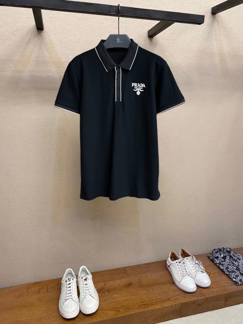 Prada Men's Classic Logo Polo Shirt - Elegant, Breathable, & Comfortable 1 Prada Men's Classic Logo Polo Shirt - Elegant, Breathable, & Comfortable