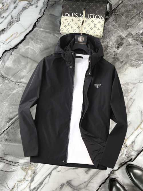 Prada 2025SS Men's Windbreaker Jacket with Hidden Hood - High Quality 1 Prada 2025SS Men's Windbreaker Jacket with Hidden Hood - High Quality