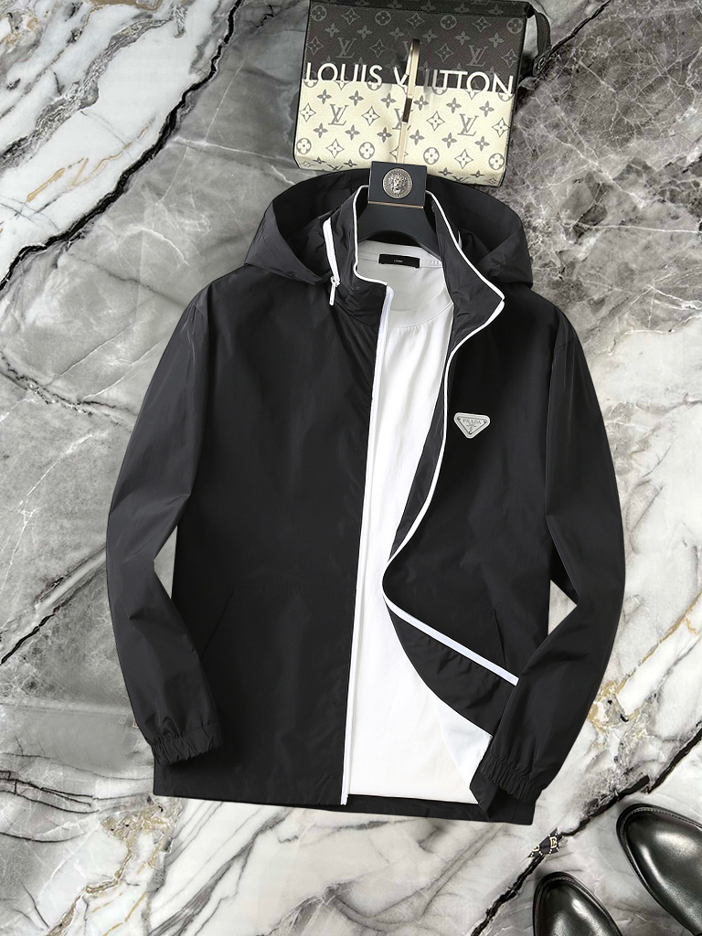 Prada 2025SS Men's Reversible Jacket with Hood - High-End Quality