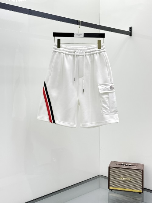 Moncler Men's White Casual Shorts with Striped Detail and Cargo Pocket 1 Moncler Men's White Casual Shorts with Striped Detail and Cargo Pocket