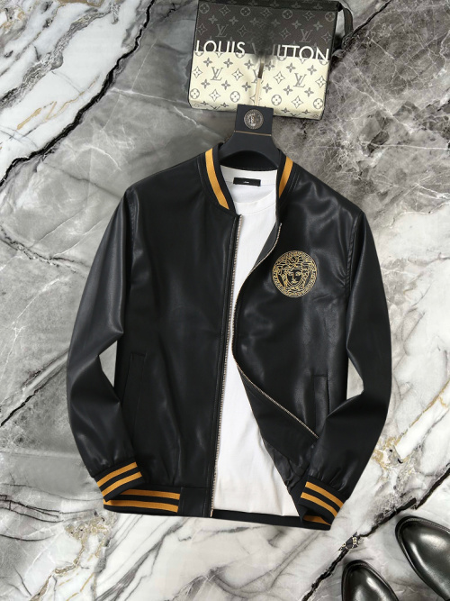 Versace 2025 Black Leather Jacket Stylish And Comfortable M-XXXL 1 Versace 2025 Black Leather Jacket Stylish And Comfortable M-XXXL