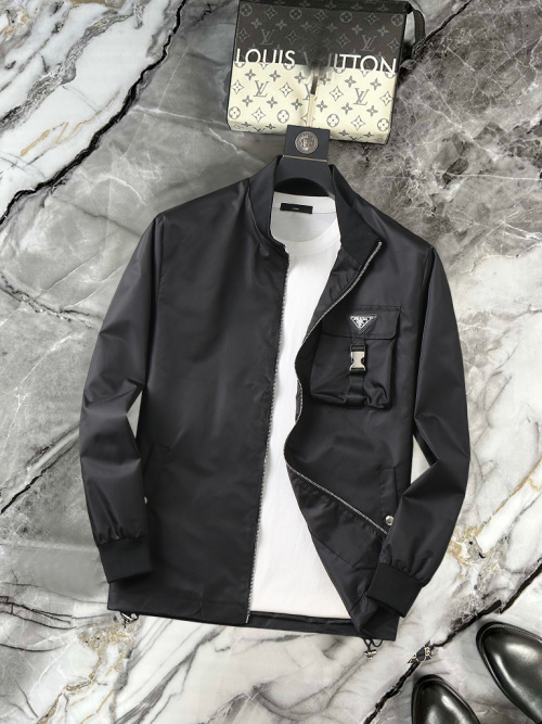 Prada 2025SS Men's Black Lightweight Jacket with Chest Pocket 1 Prada 2025SS Men's Black Lightweight Jacket with Chest Pocket