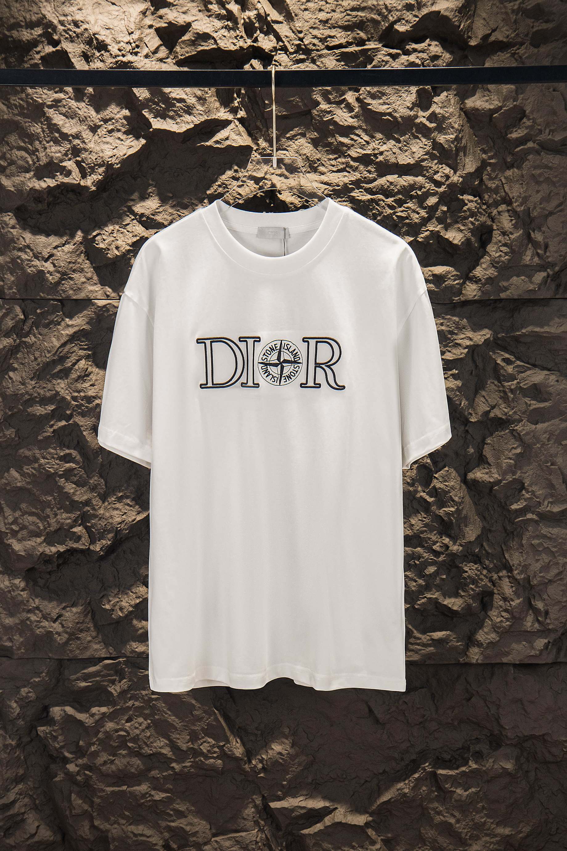603 P85 DIOR/Dior Camiseta de manga corta con cuello redondo de 260 g de alta calidad Marca clásica y simple Letras bor…