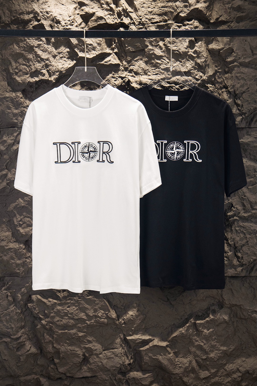 P85 DIOR/Dior Camiseta de manga corta con cuello redondo de 260 g de alta calidad Marca clásica y simple de marca compa…