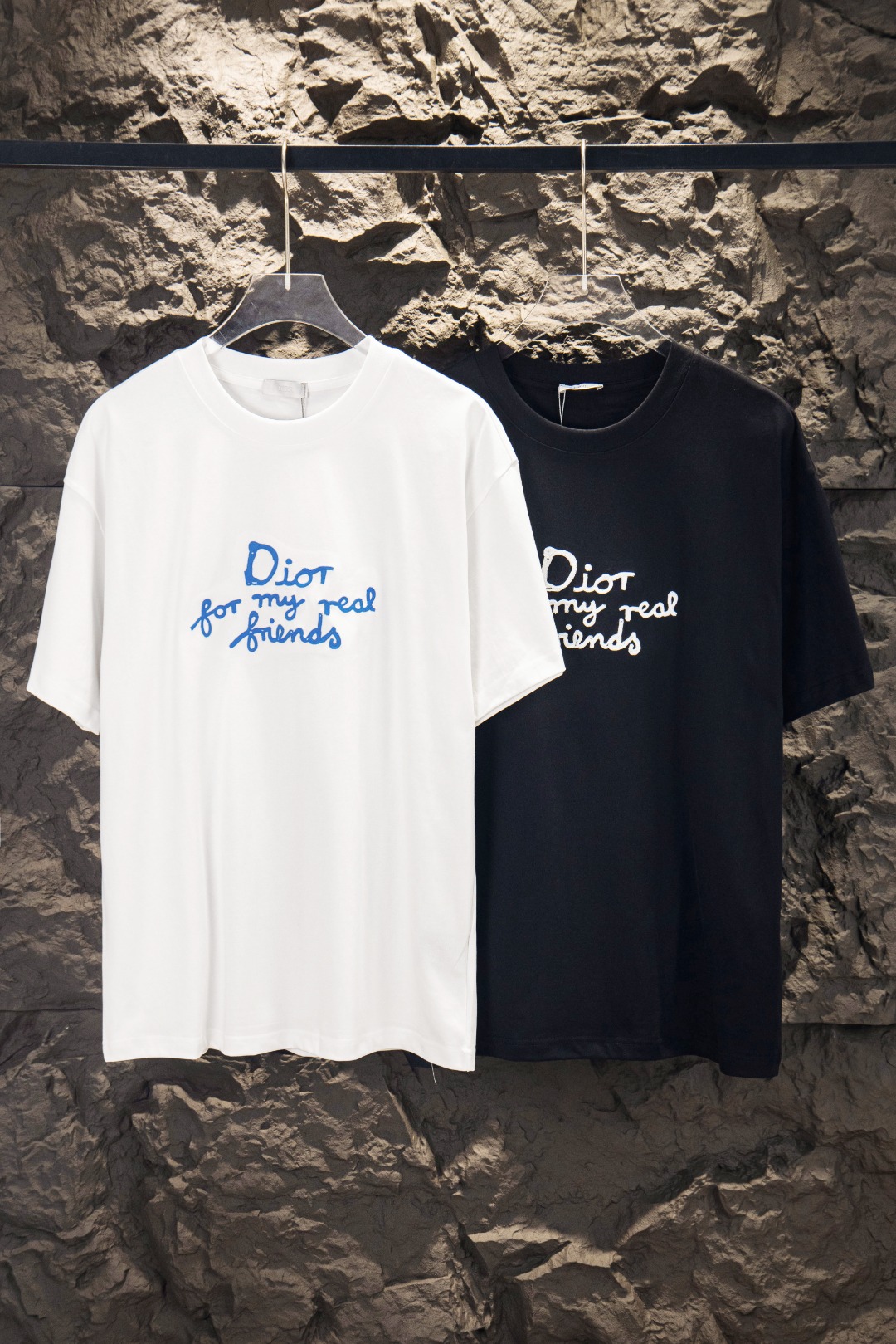 P85 DIOR / Dior Camiseta de manga corta con cuello redondo de 260 g de alta calidad Marca clásica y simple Letras borda…