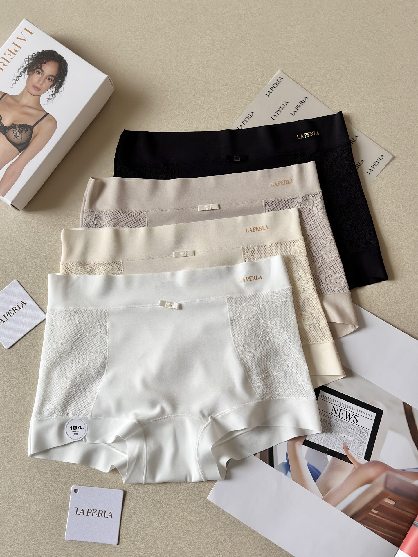 LaPerla新款10A抑菌无痕内裤+安全裤二合一女士中腰安全裤一体内裤◦ 功能：兼具内裤与安全裤的作用
