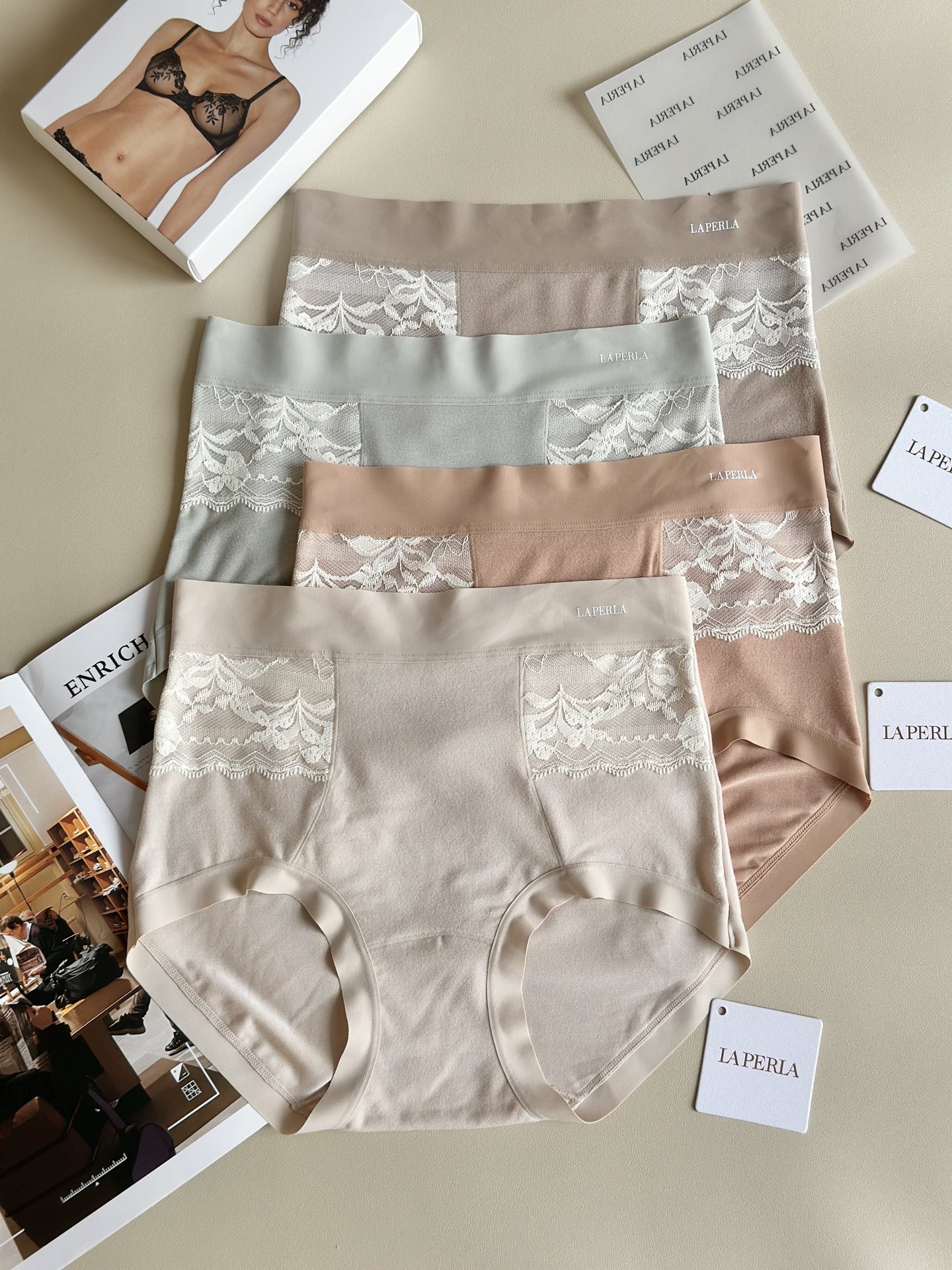 【】LaPerla秋冬新款生姜蚕丝暖宫裤高腰女士内裤 【颜色】墨本橙 裸肤 迷雾灰 悠蓝(四条礼盒装)【
