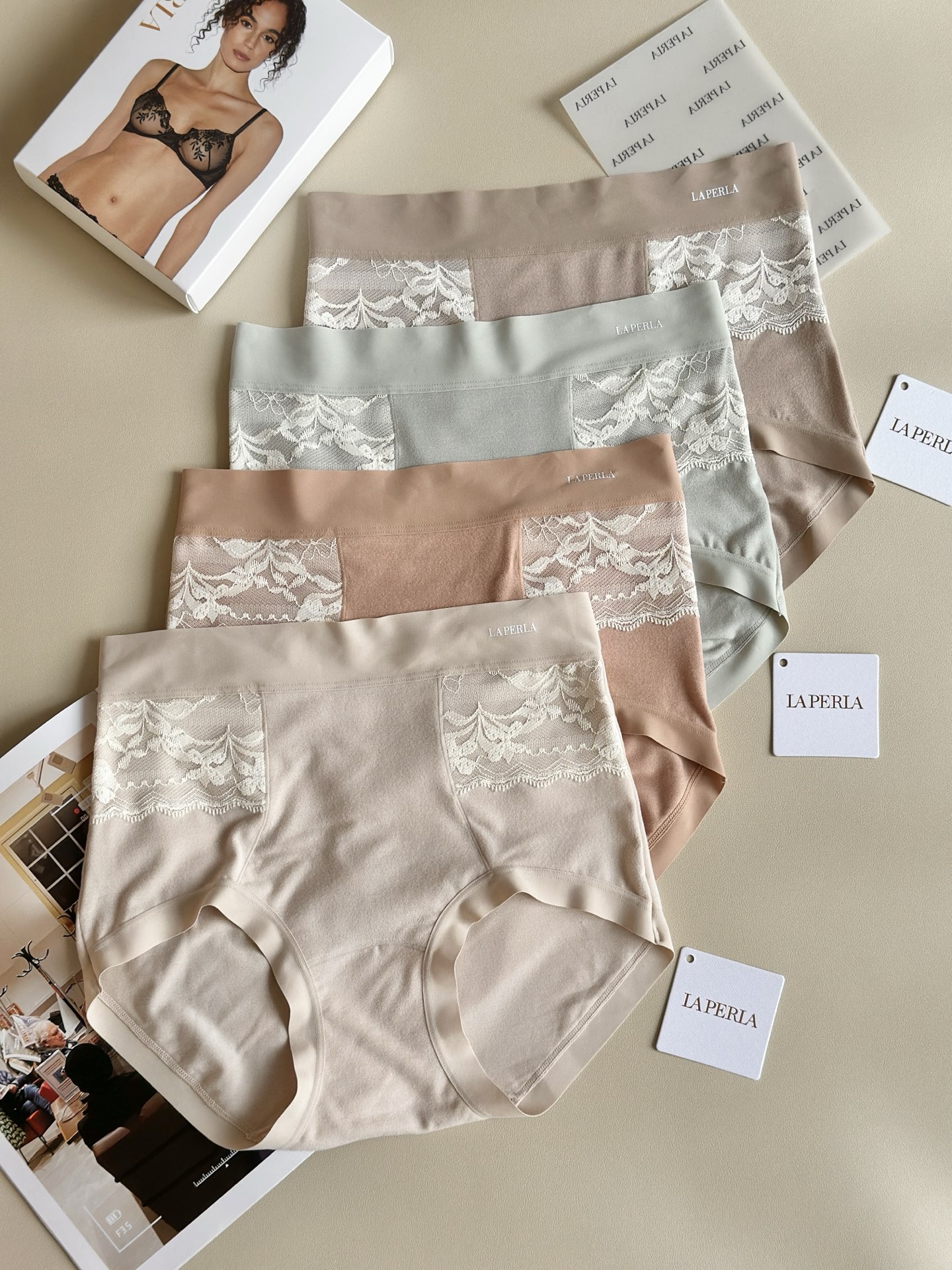 【】LaPerla秋冬新款生姜蚕丝暖宫裤高腰女士内裤 【颜色】墨本橙 裸肤 迷雾灰 悠蓝(四条礼盒装)【