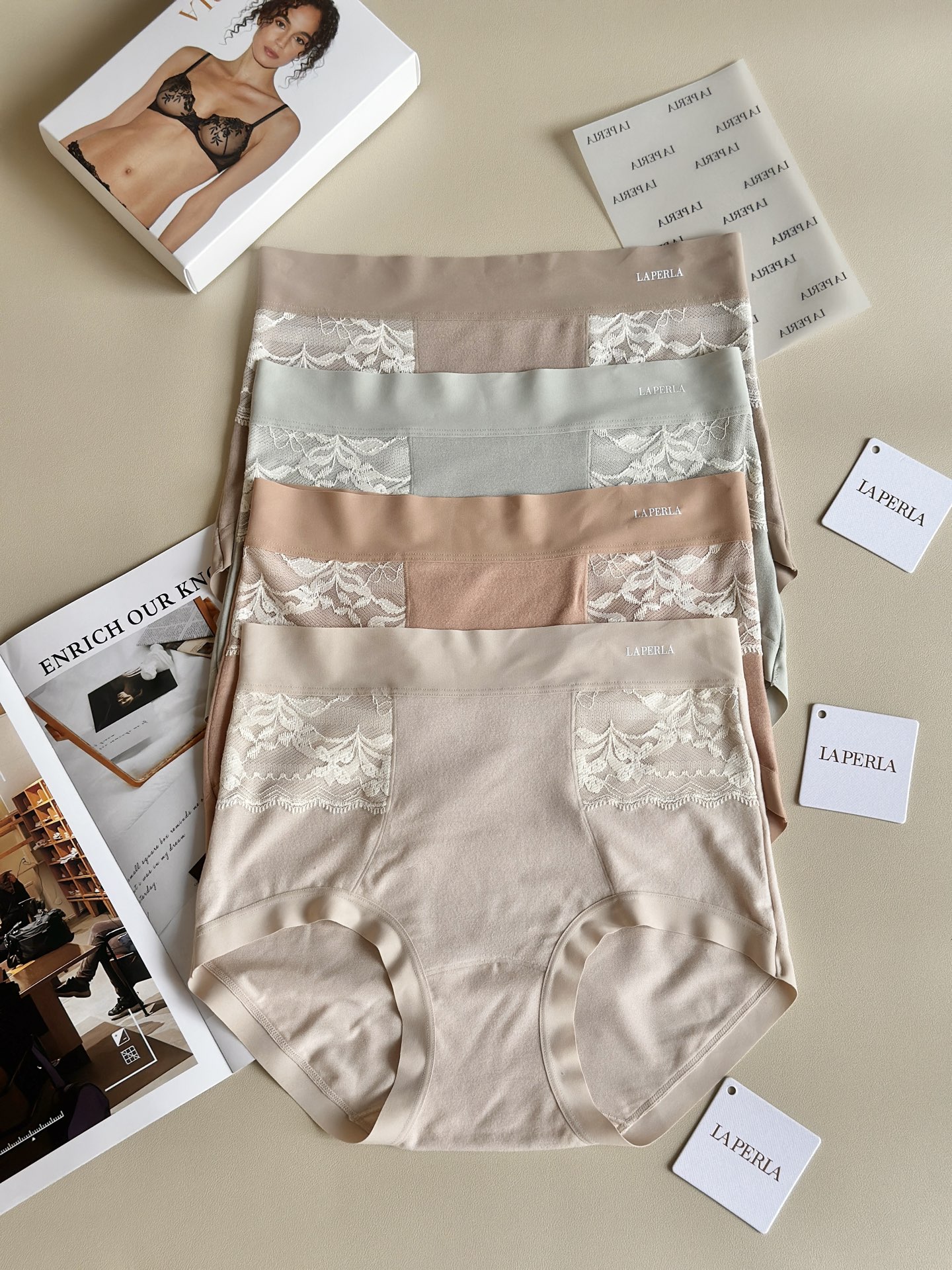 【】LaPerla秋冬新款生姜蚕丝暖宫裤高腰女士内裤 【颜色】墨本橙 裸肤 迷雾灰 悠蓝(四条礼盒装)【