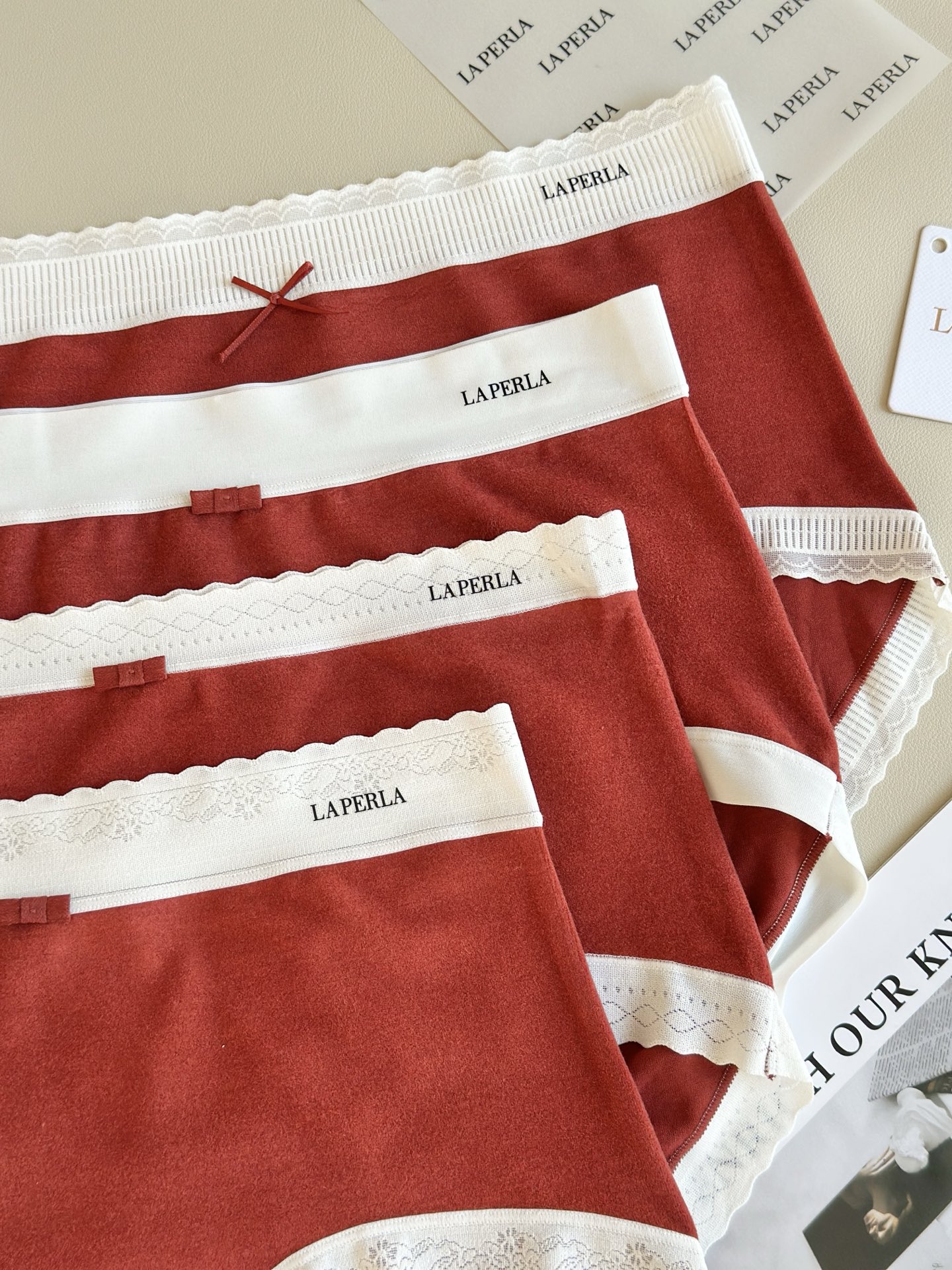 秋冬laPerla新款冬季无痕磨毛厚款德绒女士中腰三角内裤 大红中国红春节吉祥必备品冬季爆款舒适磨毛面料
