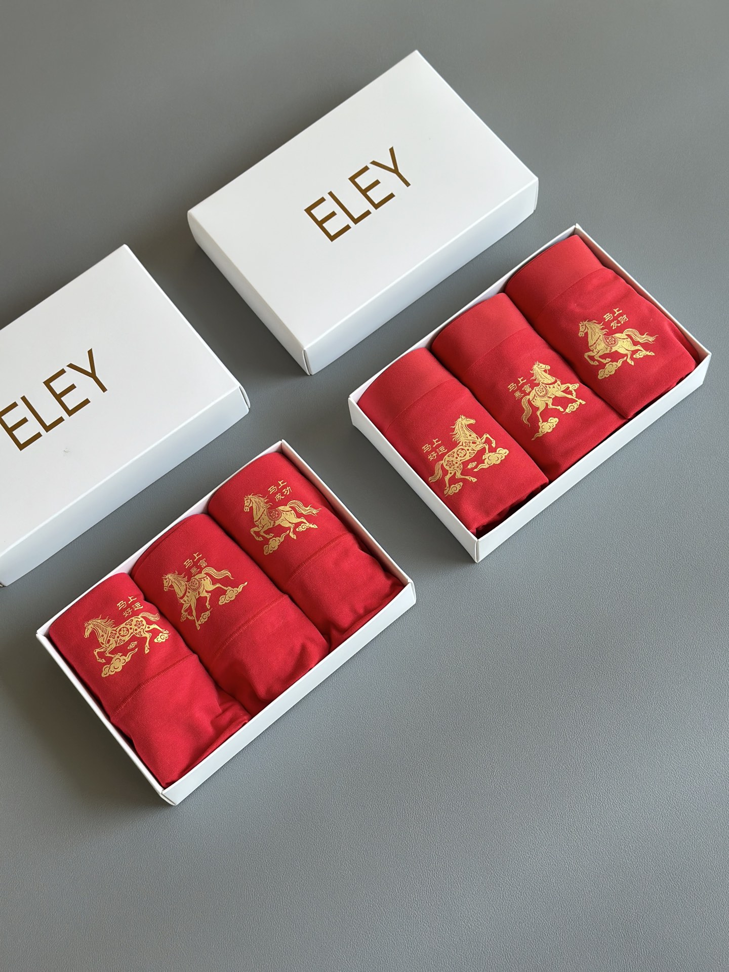 红运加身，奢护贴身ELEY新款中国红60支新疆长绒棉舒适高端男士平角内裤 女士高腰三角 情侣款大红色新年