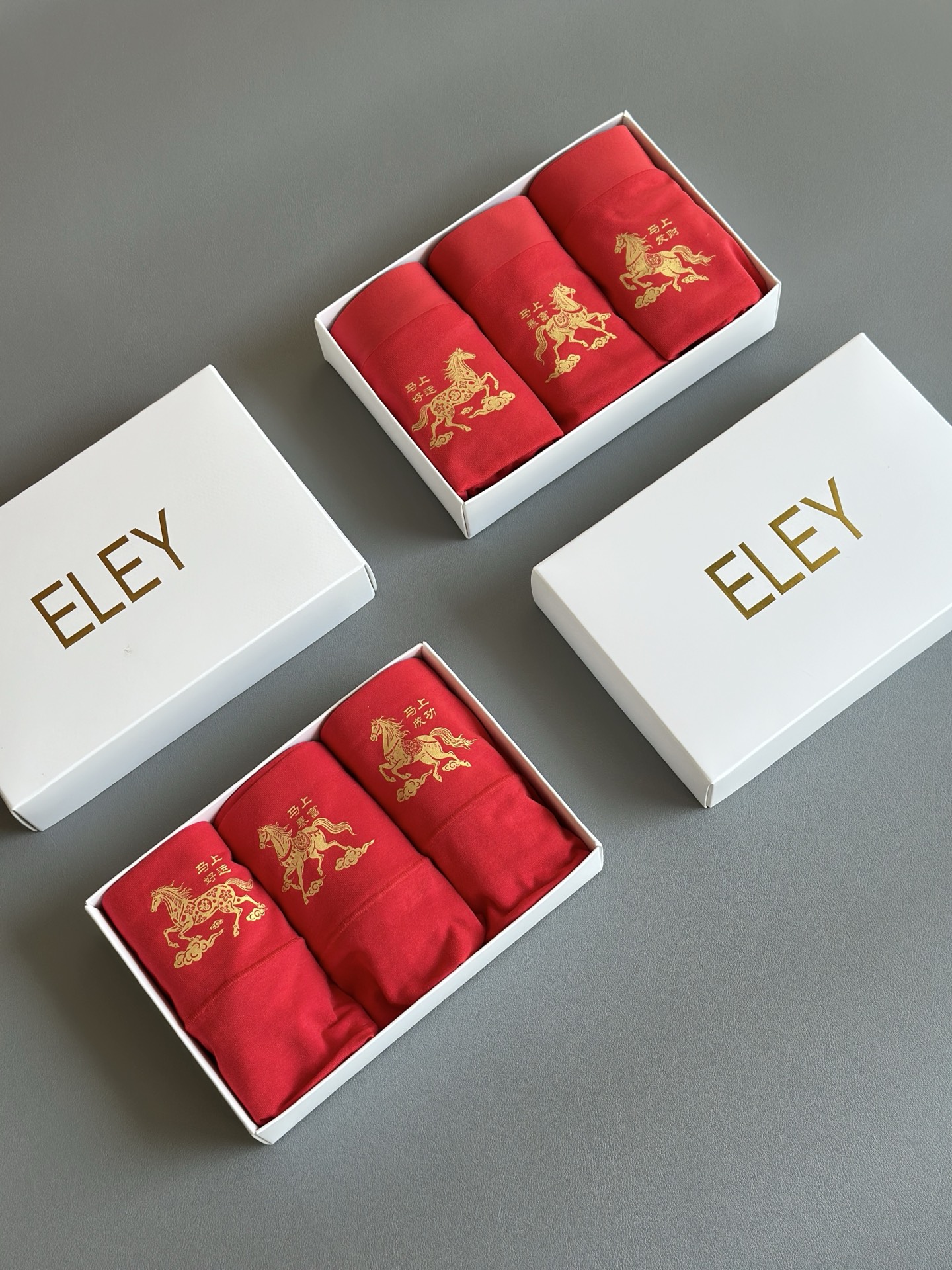 红运加身，奢护贴身ELEY新款中国红60支新疆长绒棉舒适高端男士平角内裤 女士高腰三角 情侣款大红色新年