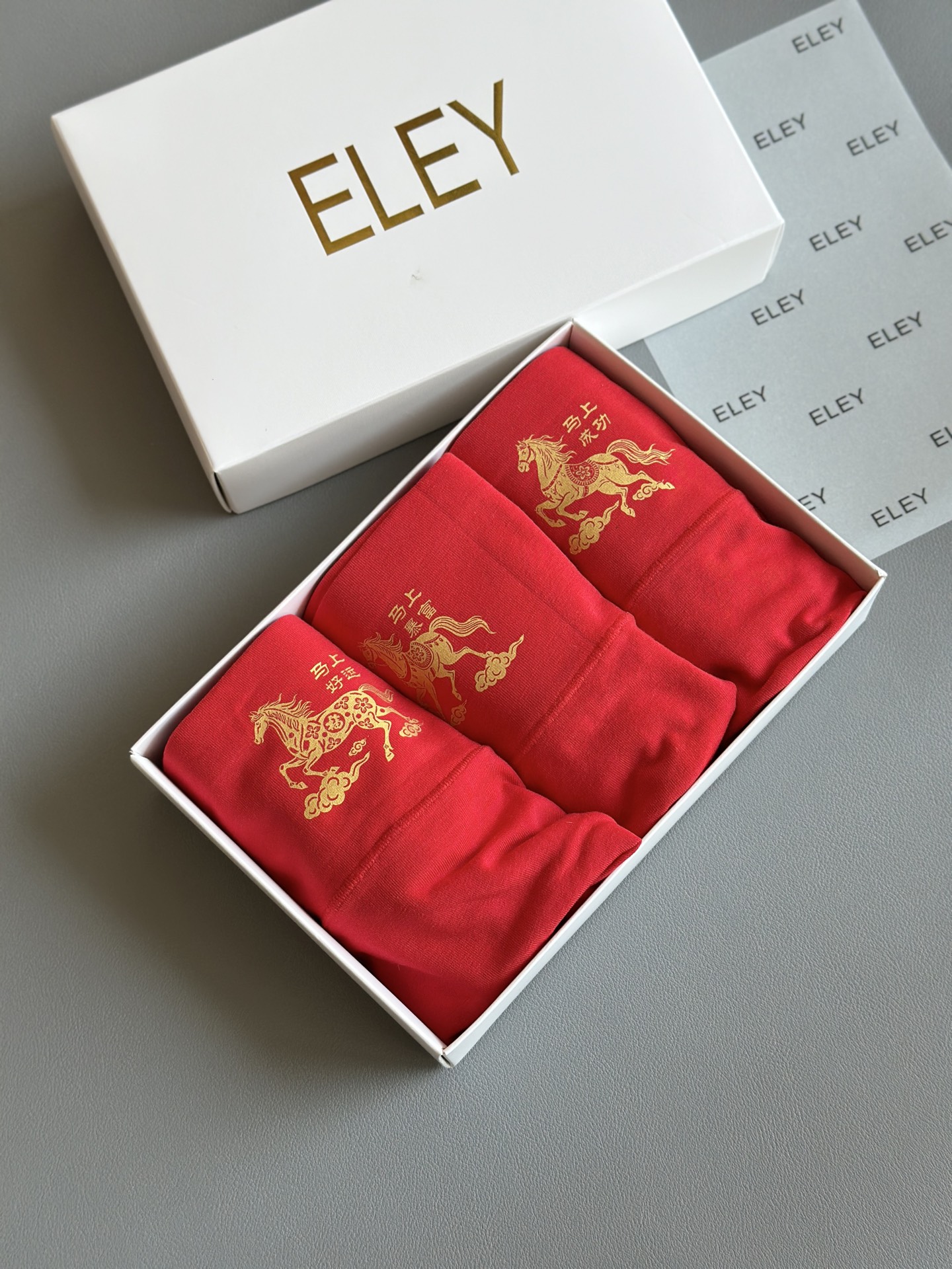 红运加身，奢护贴身ELEY新款中国红60支新疆长绒棉舒适高端男士平角内裤 女士高腰三角 情侣款大红色新年