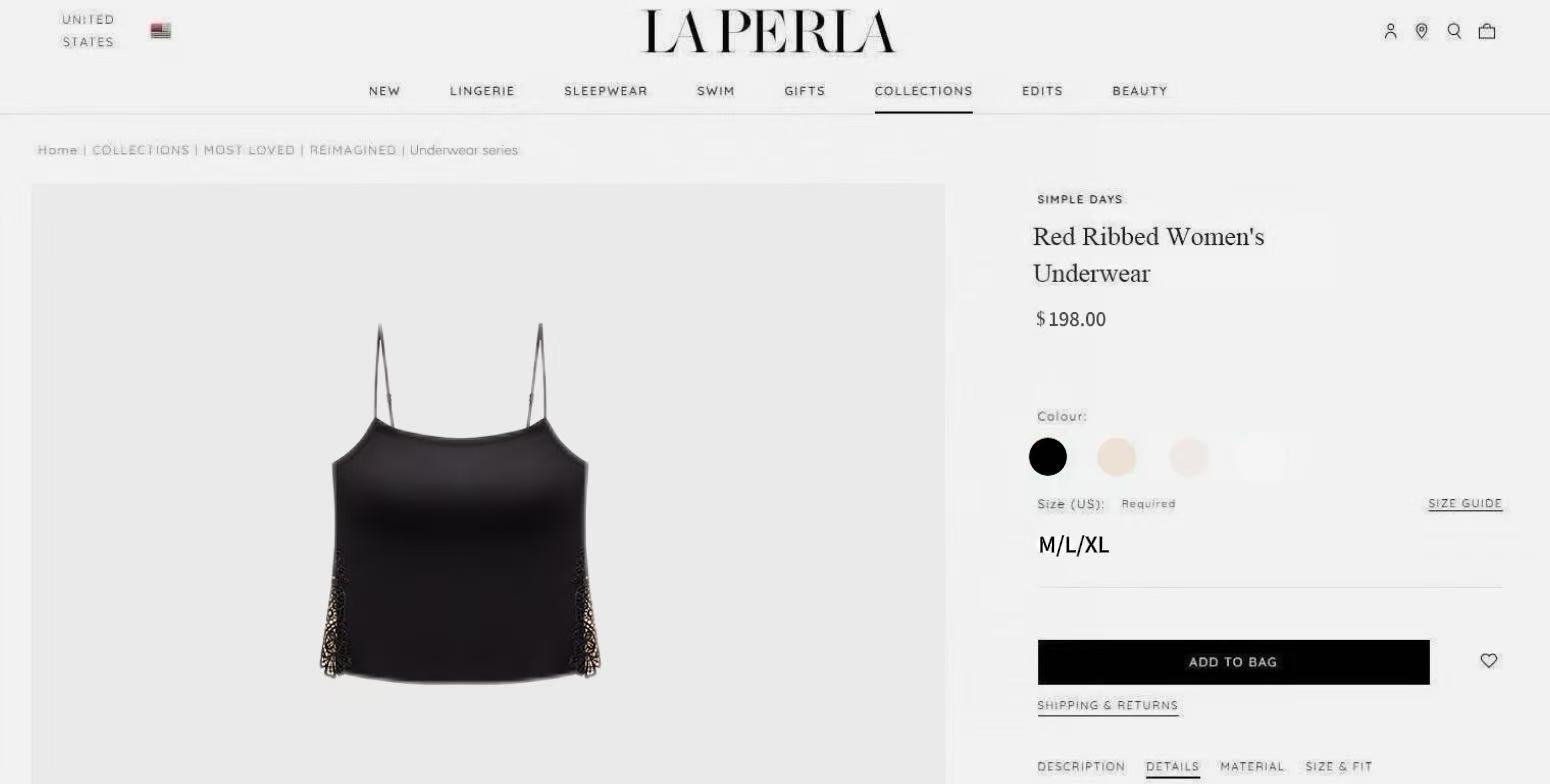 LaPerla 2026年新款无痕蕾丝拼接美背打底背心吊带【颜色】：香槟白、粉底肤、黑色【码数】：L（建