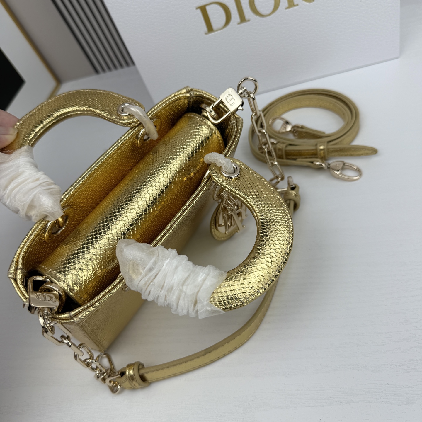 横版mini迪奥Dior 蜥蜴纹戴妃包🖤经典配色超级百搭比较稀有的皮质，搭配超级洋气🫧尺寸17.14