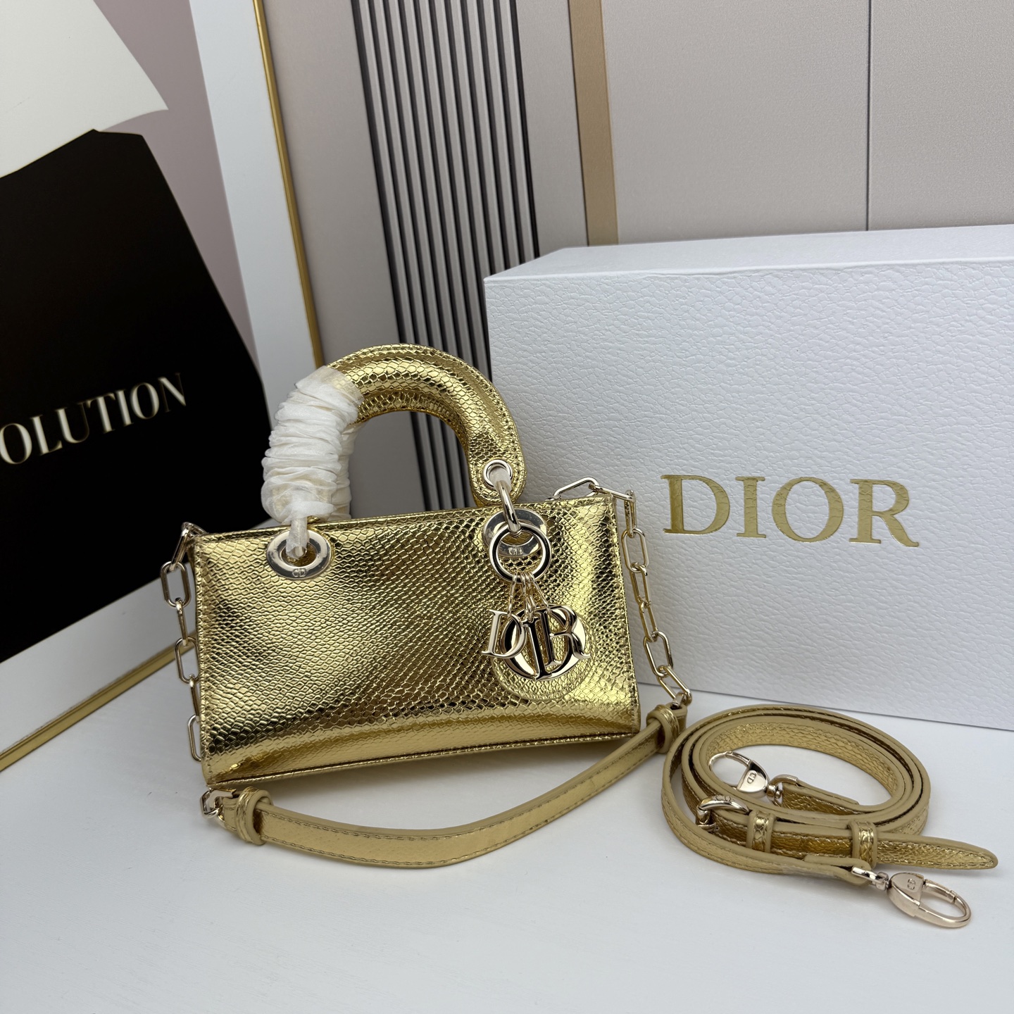 横版mini迪奥Dior 蜥蜴纹戴妃包🖤经典配色超级百搭比较稀有的皮质，搭配超级洋气🫧尺寸17.14
