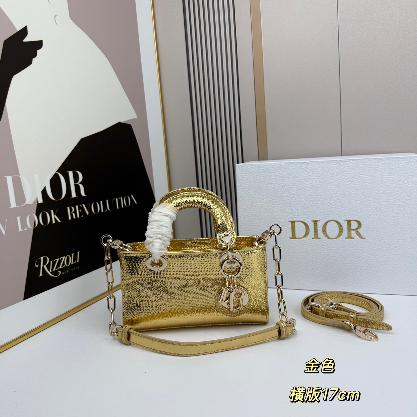 横版mini迪奥Dior 蜥蜴纹戴妃包🖤经典配色超级百搭比较稀有的皮质，搭配超级洋气🫧尺寸17.14