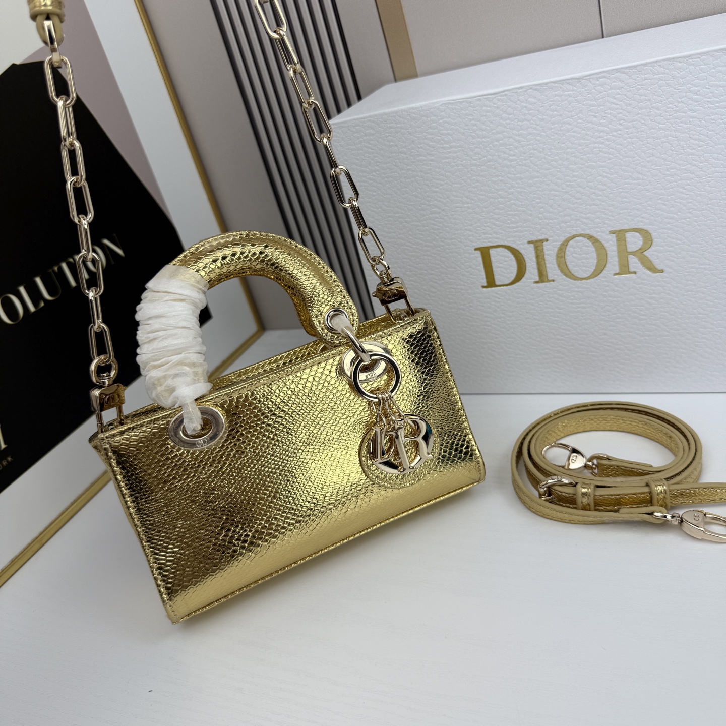 横版mini迪奥Dior 蜥蜴纹戴妃包🖤经典配色超级百搭比较稀有的皮质，搭配超级洋气🫧尺寸17.14