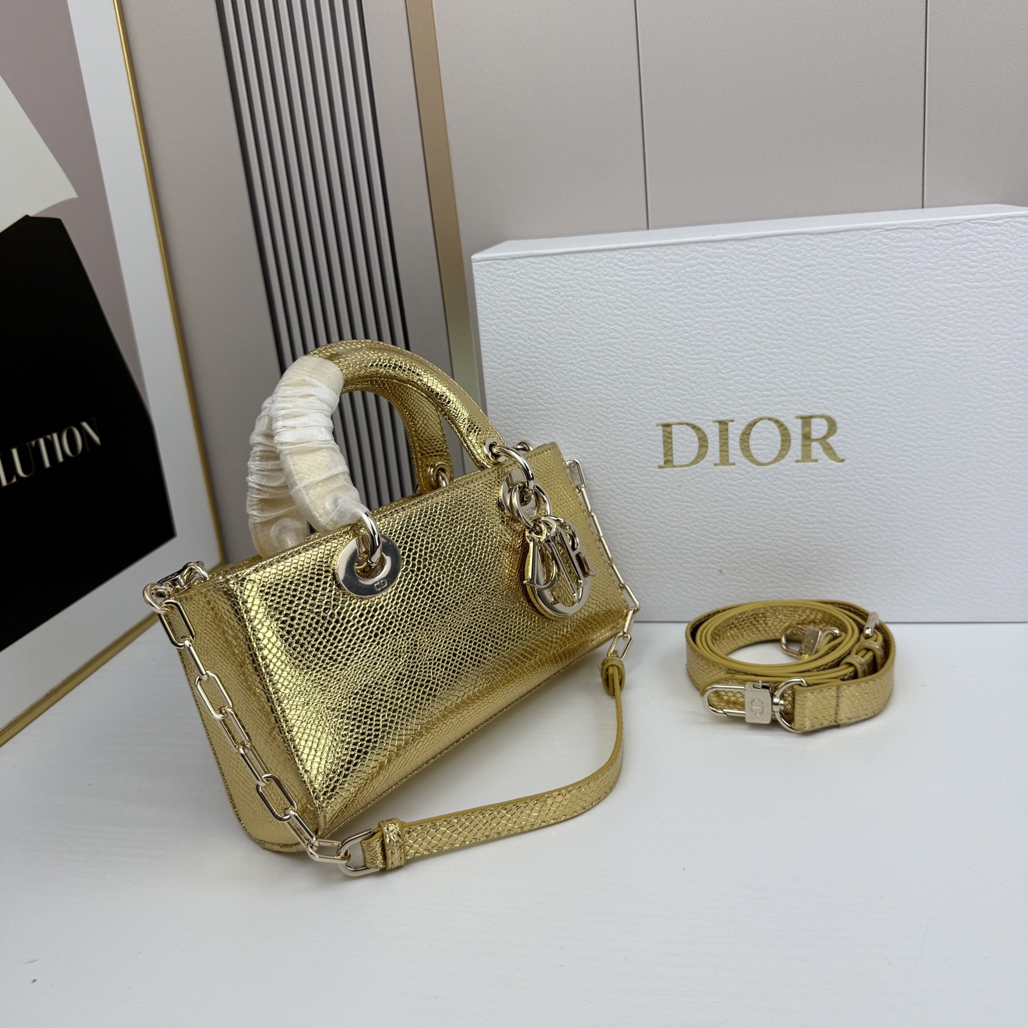 横版小号迪奥Dior 蜥蜴纹戴妃包🖤经典配色超级百搭比较稀有的皮质，搭配超级洋气🫧尺寸：22×13×4c