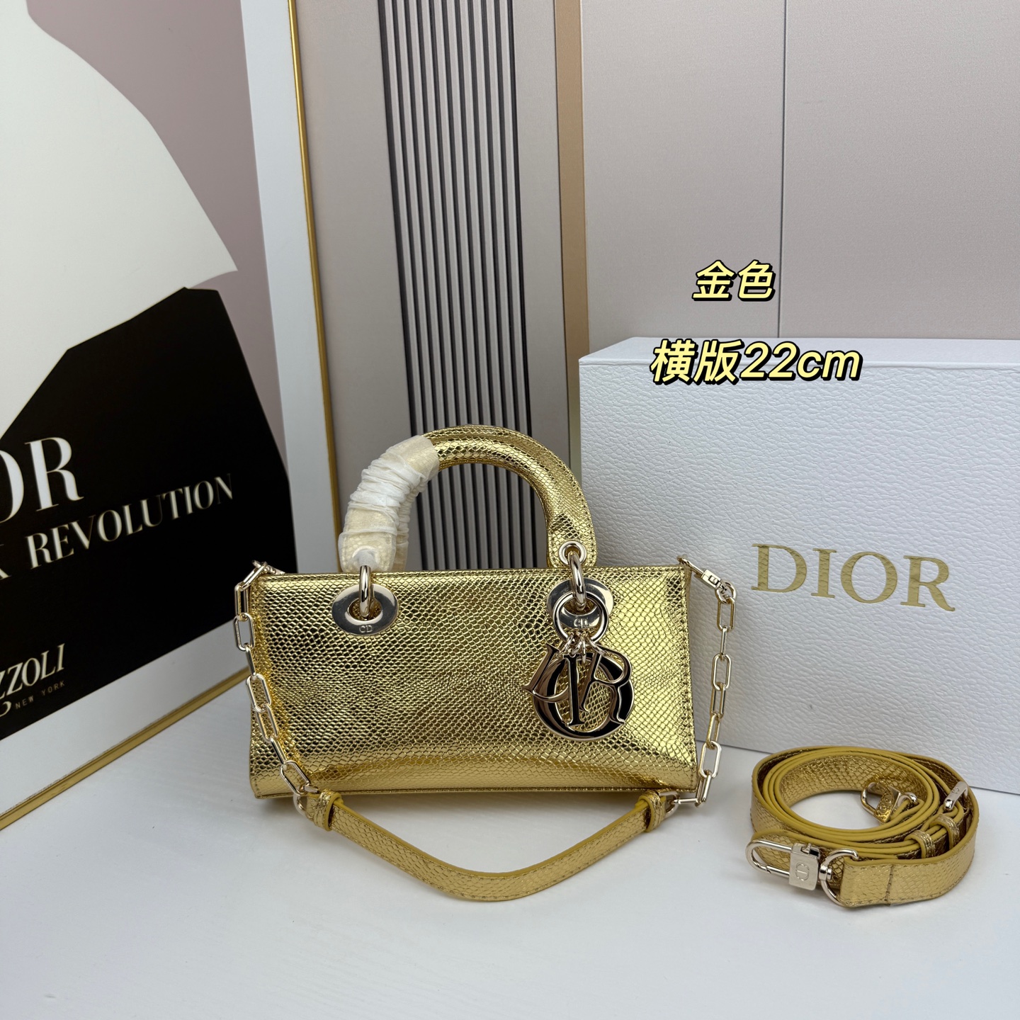 横版小号迪奥Dior 蜥蜴纹戴妃包🖤经典配色超级百搭比较稀有的皮质，搭配超级洋气🫧尺寸：22×13×4c