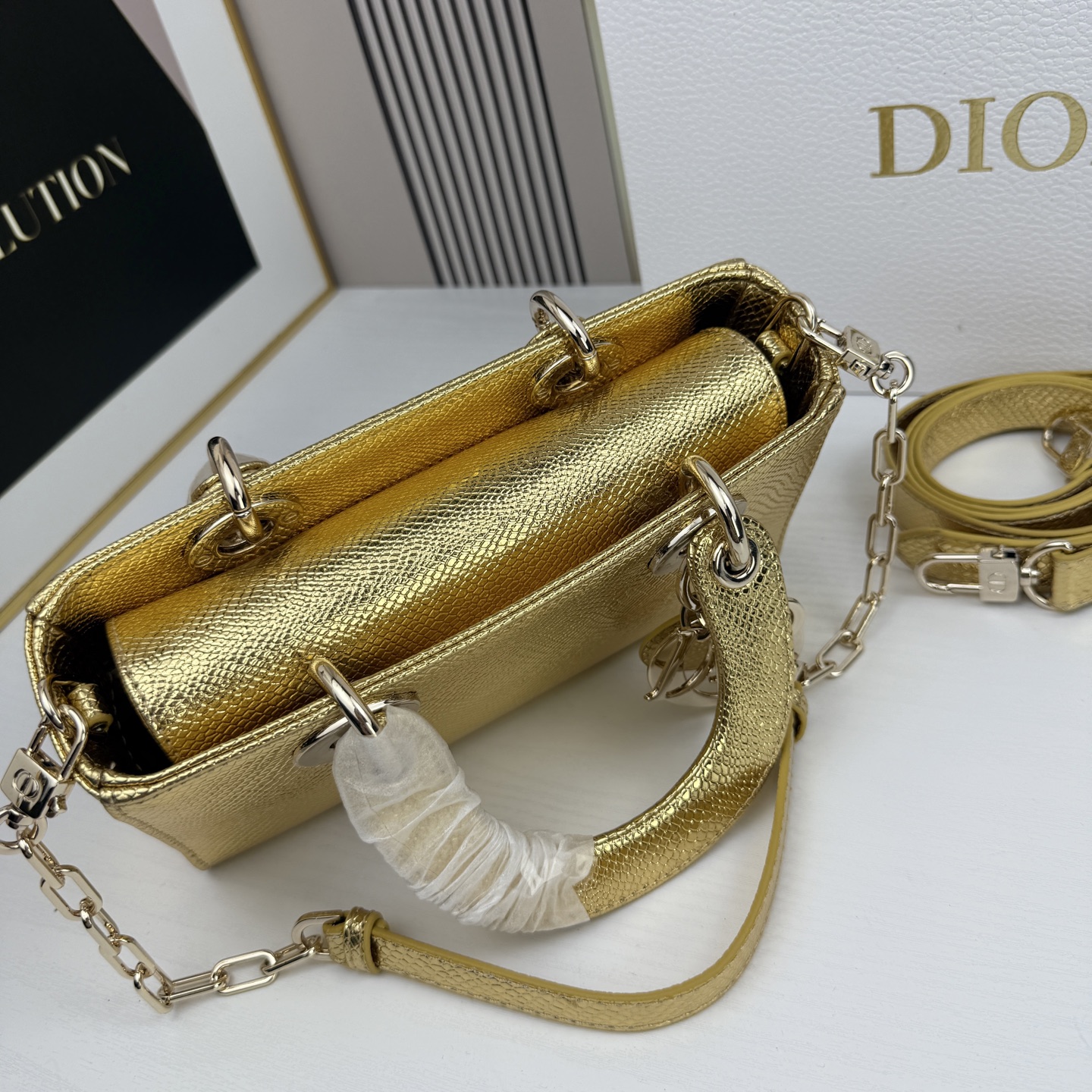 横版小号迪奥Dior 蜥蜴纹戴妃包🖤经典配色超级百搭比较稀有的皮质，搭配超级洋气🫧尺寸：22×13×4c