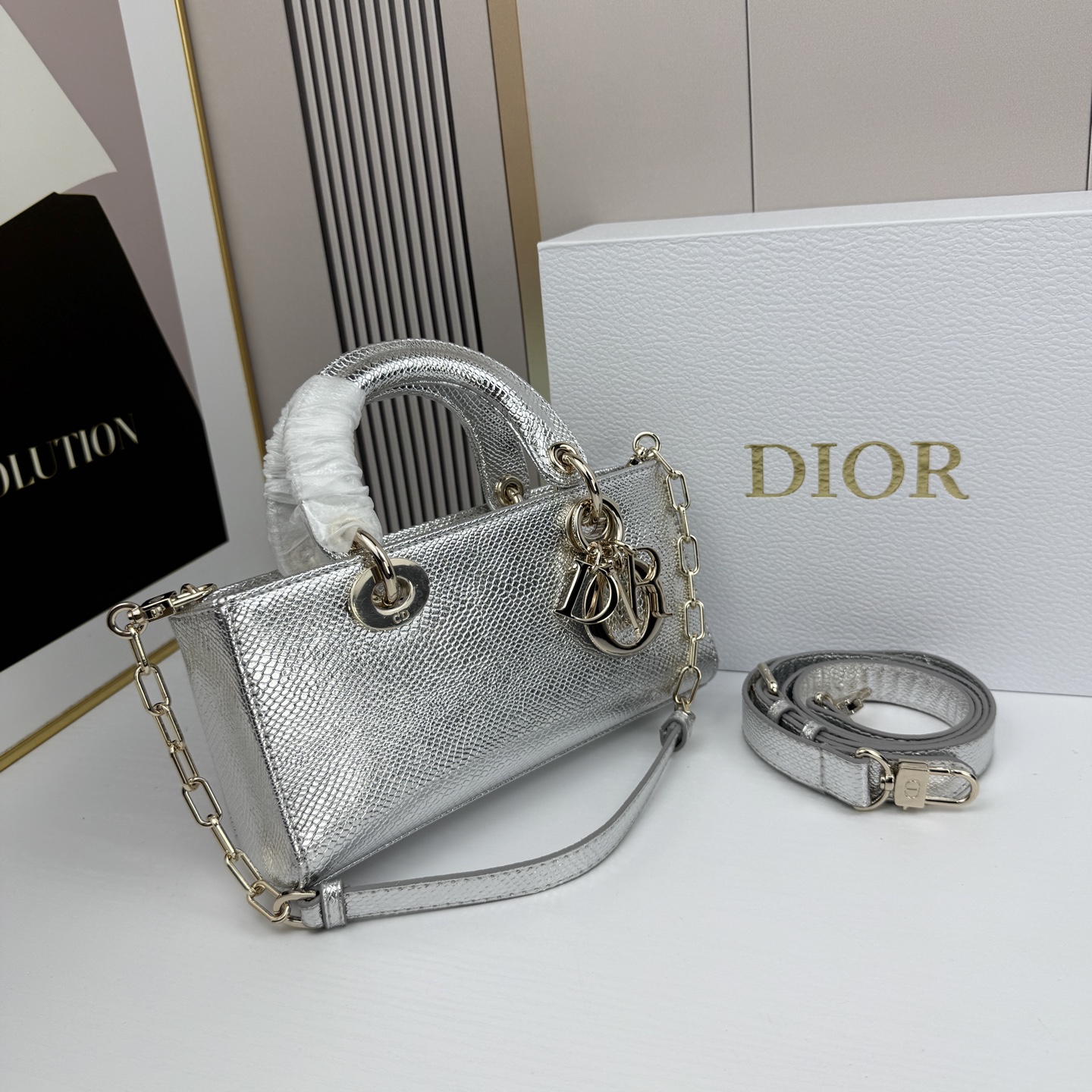 横版小号迪奥Dior 蜥蜴纹戴妃包🖤经典配色超级百搭比较稀有的皮质，搭配超级洋气🫧尺寸：22×13×4c