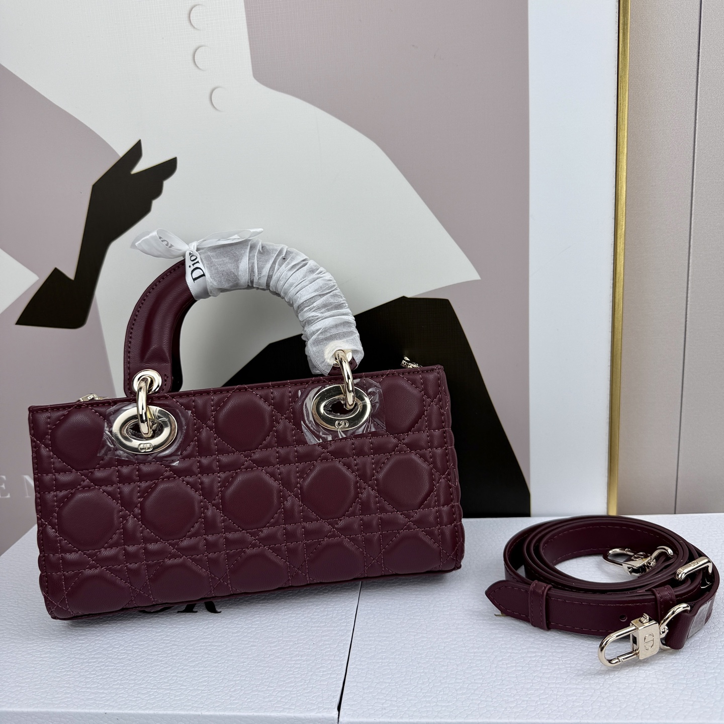 Dior Lady D-Joy Burgundy 22cm shoulder everyday