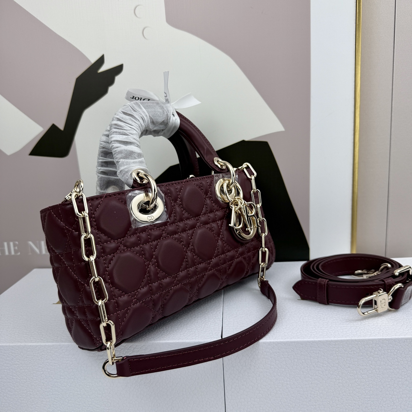 Dior Lady D-Joy Burgundy 22cm shoulder everyday
