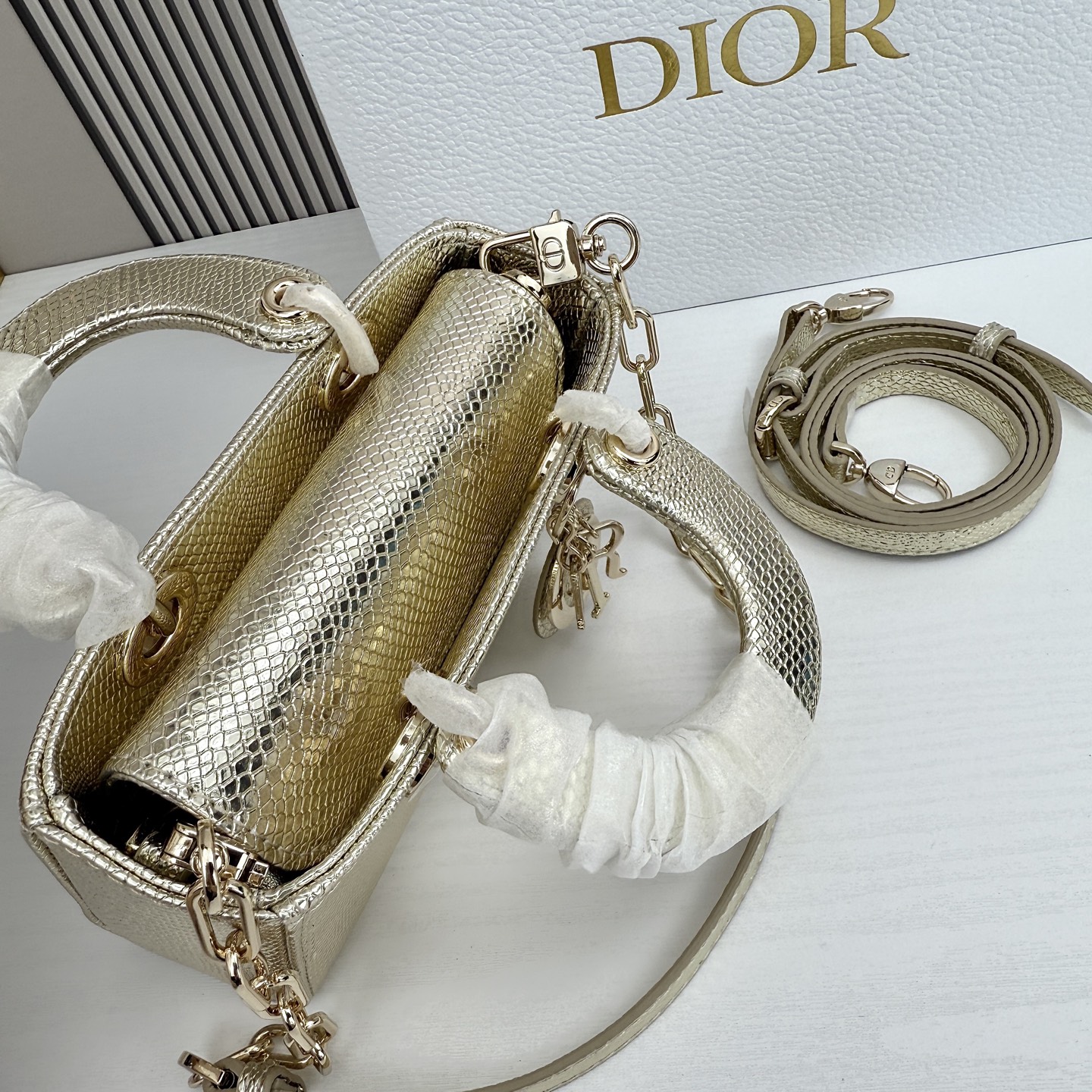 横版mini迪奥Dior 蜥蜴纹戴妃包🖤经典配色超级百搭比较稀有的皮质，搭配超级洋气🫧尺寸17.14