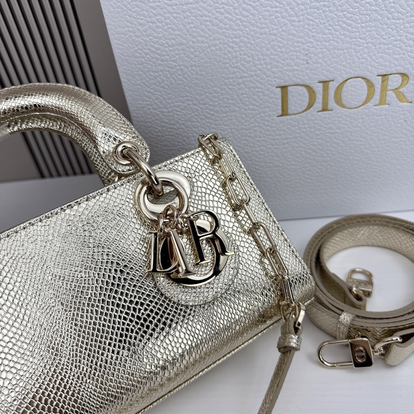 横版小号迪奥Dior 蜥蜴纹戴妃包🖤经典配色超级百搭比较稀有的皮质，搭配超级洋气🫧尺寸：22×13×4c