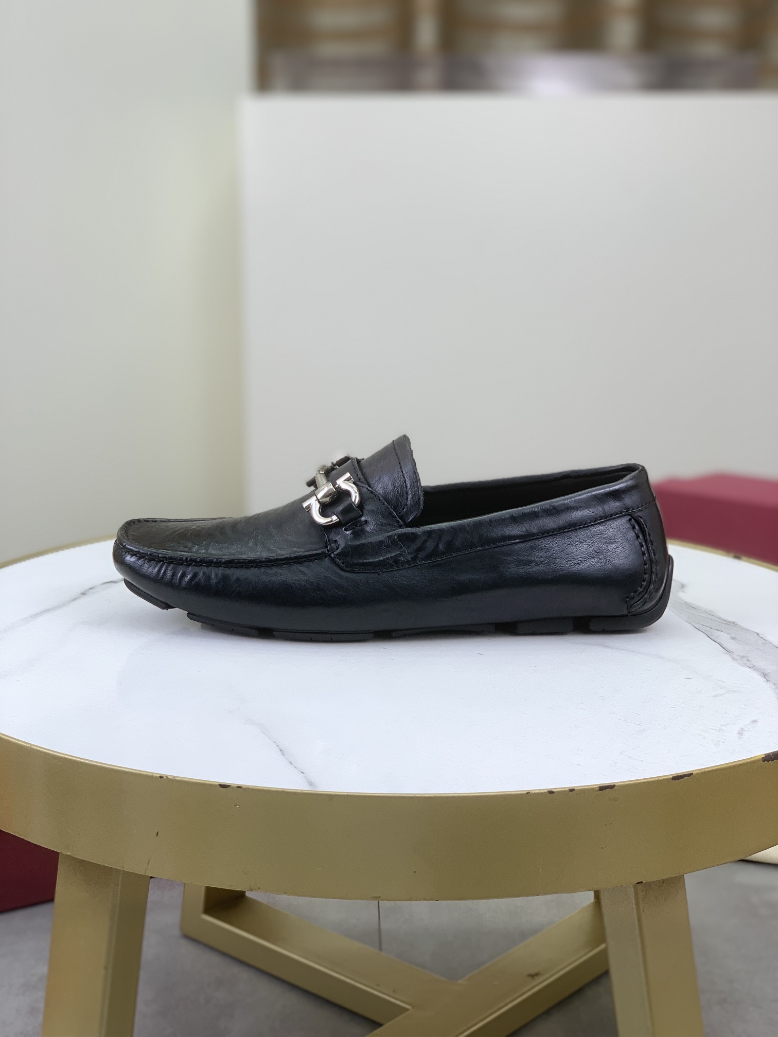 Zapatos de negocios Ferragamo de alta calidad real [Salvatore Ferragamo], calidad de compra superior 1: 1, piel de bece…