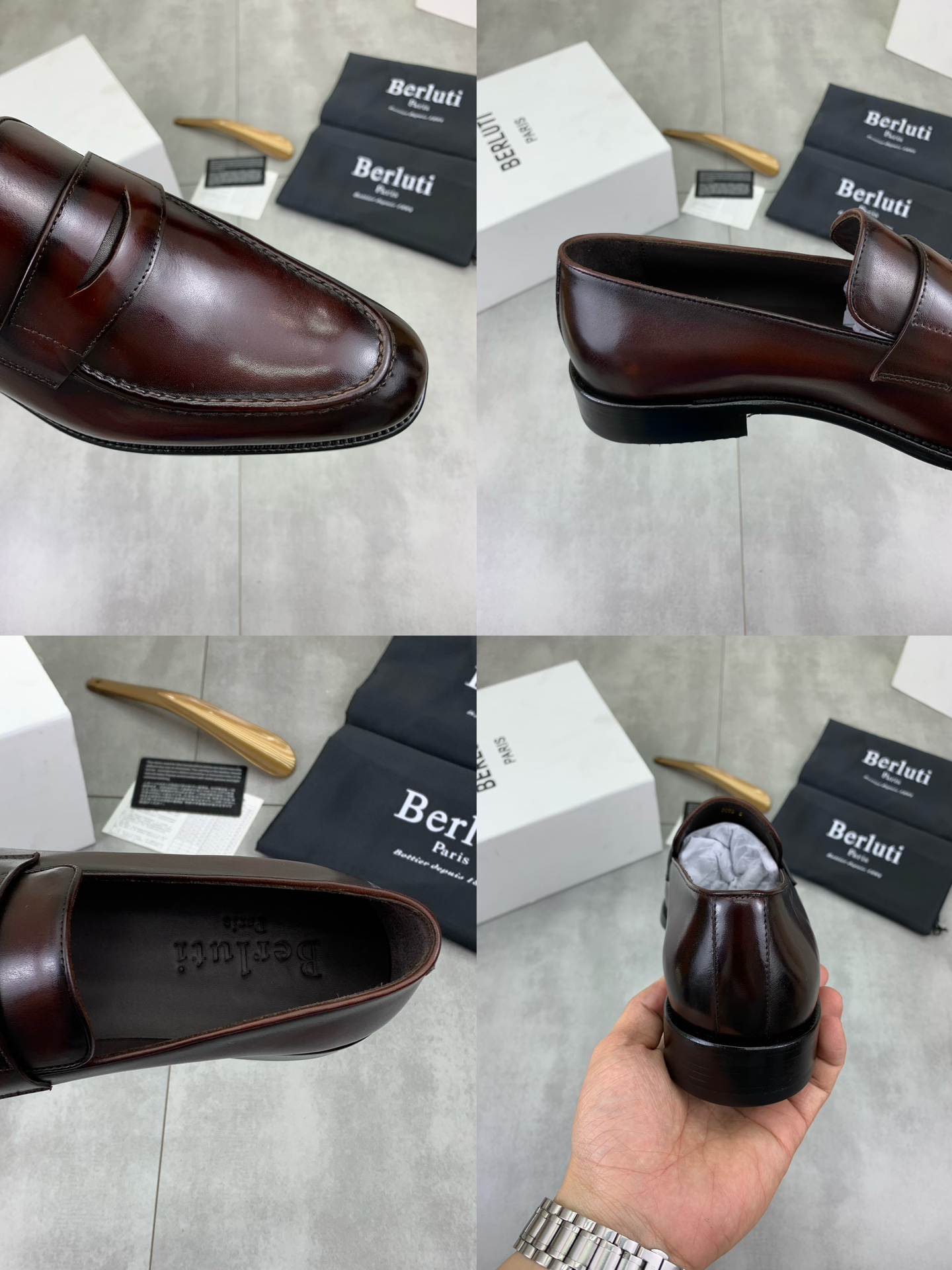 Precio de fábrica P500 Suela de cuero Berluti/Bruti 2024 Nueva llegada Cuero de vaca importado Mater
