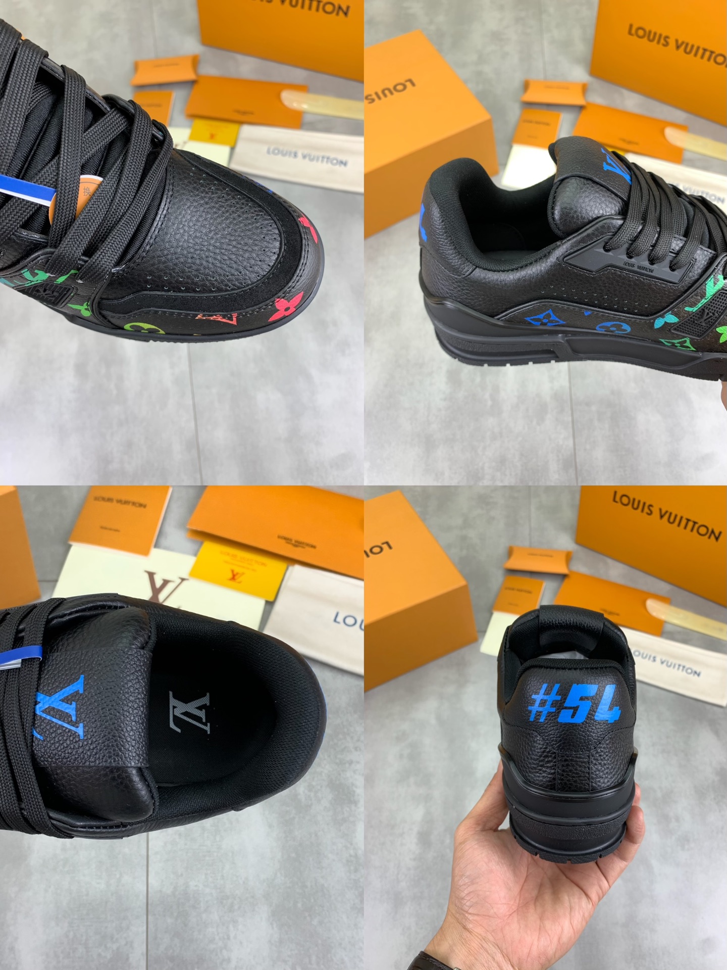 Louis Vuitton Men's Black Leather High-Top Sneakers, Size 38-45 10 i1741517386542 5287 0 8