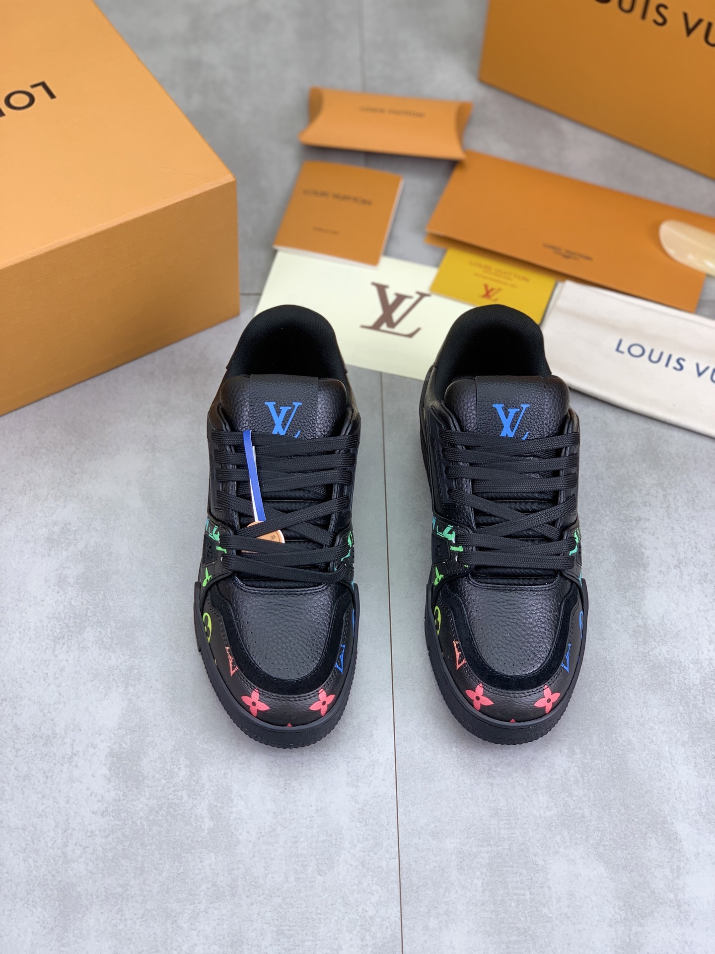 Louis Vuitton Men's Black Leather High-Top Sneakers, Size 38-45 3 i1741517386886 8277 0 1