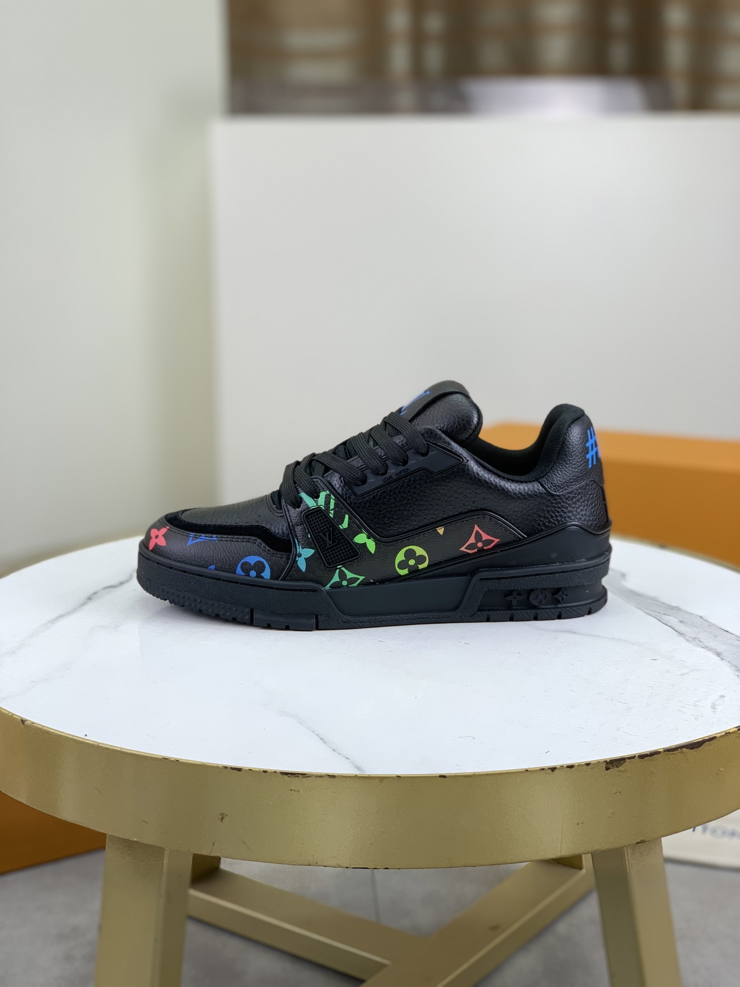 Louis Vuitton Men's Black Leather High-Top Sneakers, Size 38-45 1 Louis Vuitton Men's Black Leather High-Top Sneakers, Size 38-45