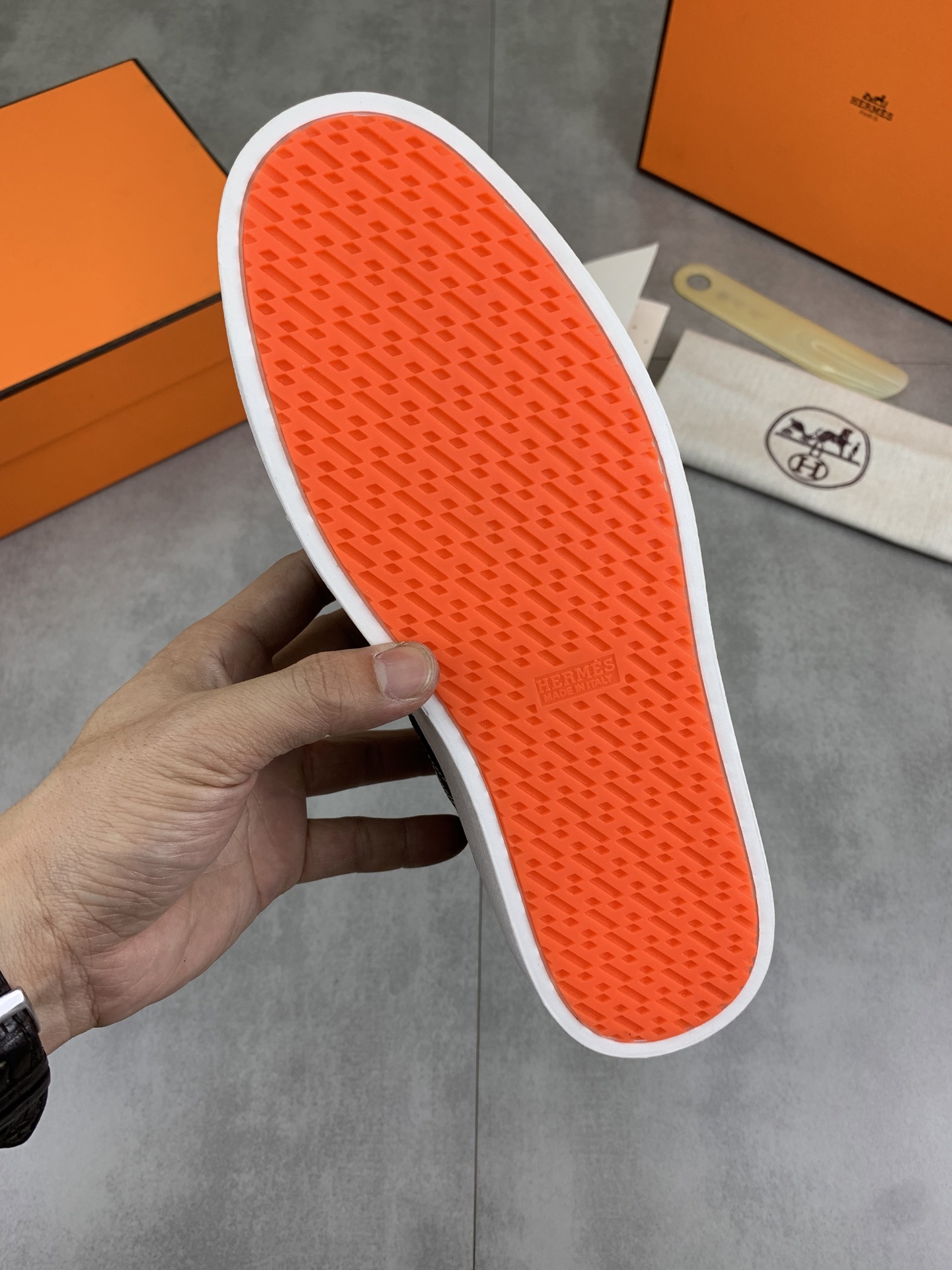 Hermes Men's Black Leather Sneakers with Laser-Cut Logo, Size 38-44 9 i1743177090836 1010 0 7