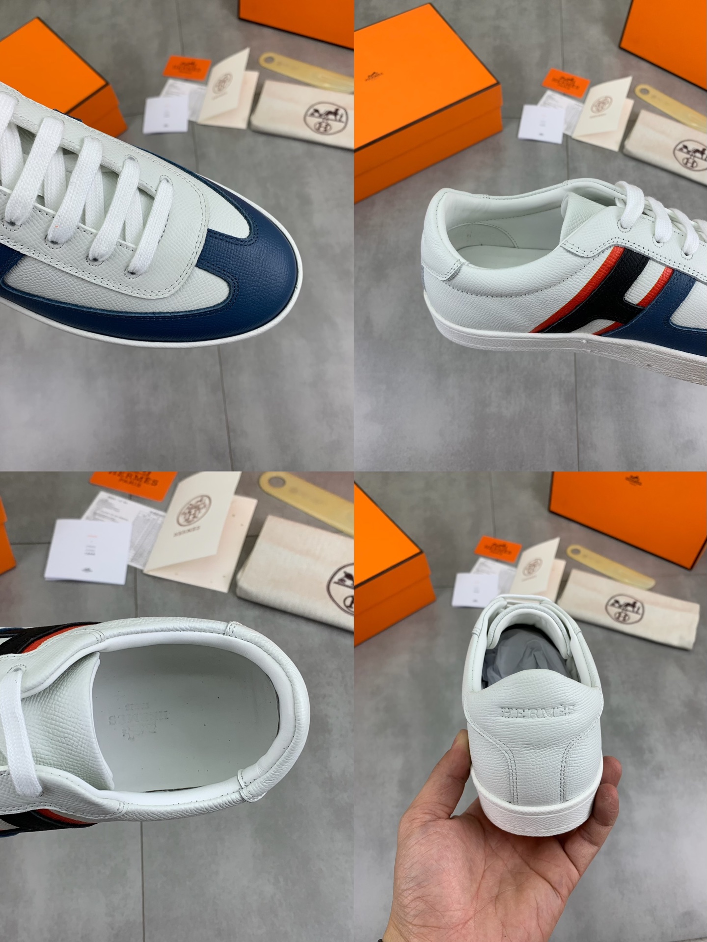 Hermes Men's Leather Sneakers, Designer Fashion Sneakers, Lace-up Casual Shoes 10 i1743177111728 4479 0 8