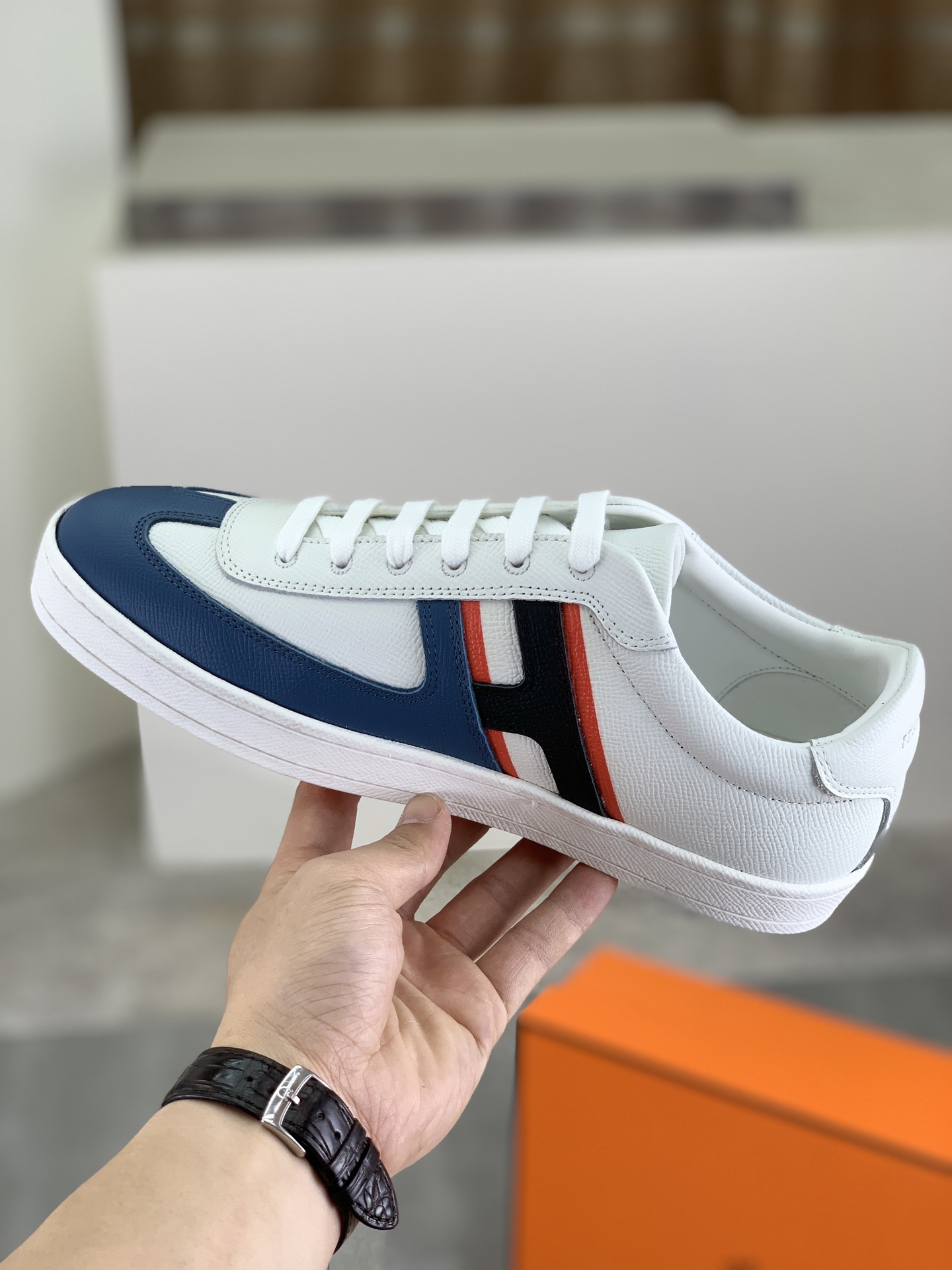 Hermes Men's Leather Sneakers, Designer Fashion Sneakers, Lace-up Casual Shoes 7 i1743177112221 7347 0 5