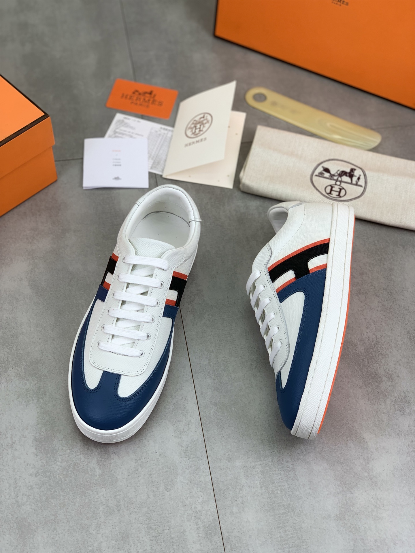 Hermes Men's Leather Sneakers, Designer Fashion Sneakers, Lace-up Casual Shoes 6 i1743177112371 397 0 4