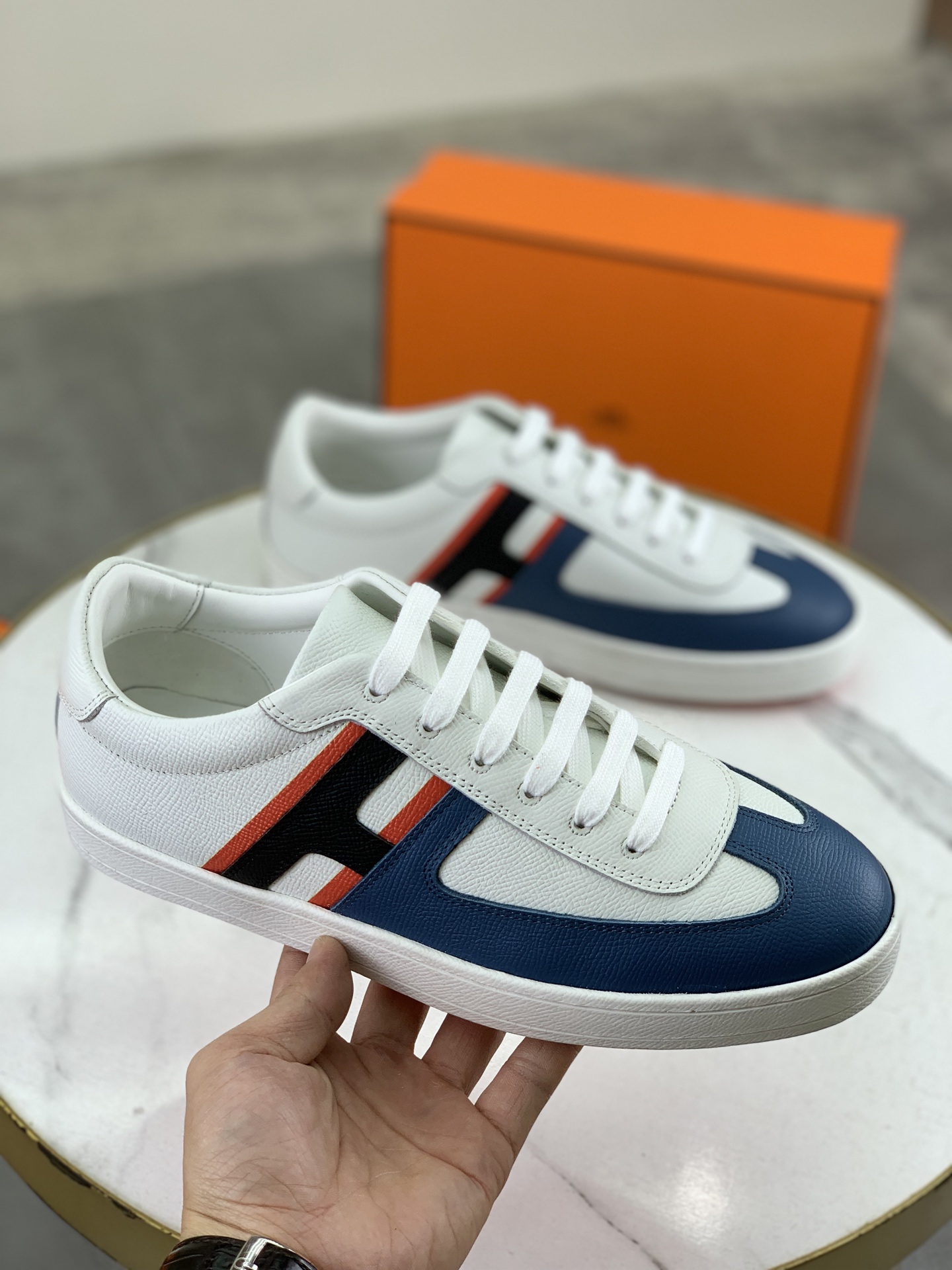 Hermes Men's Leather Sneakers, Designer Fashion Sneakers, Lace-up Casual Shoes 4 i1743177115396 9474 0 2