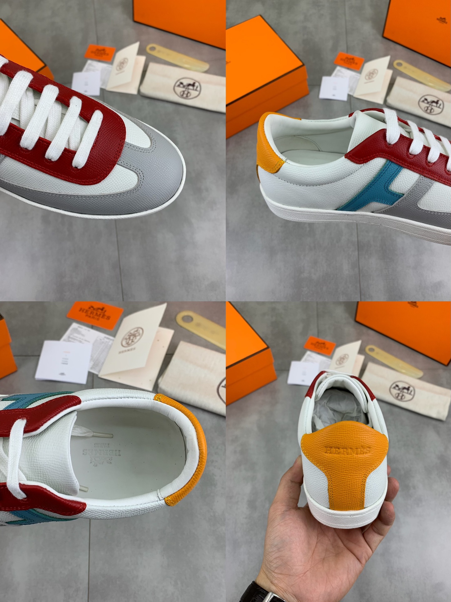 Hermès Men's Leather Sneakers with 'H' Cutout, Luxurious Comfort 10 i1743177160434 4622 0 8